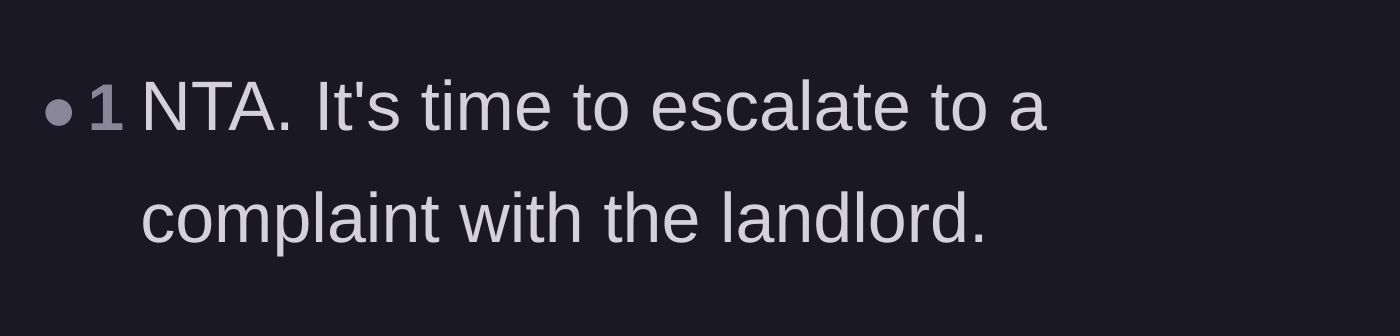 Comment thread 4 - A straightforward recommendation to report the neighbor to the landlord