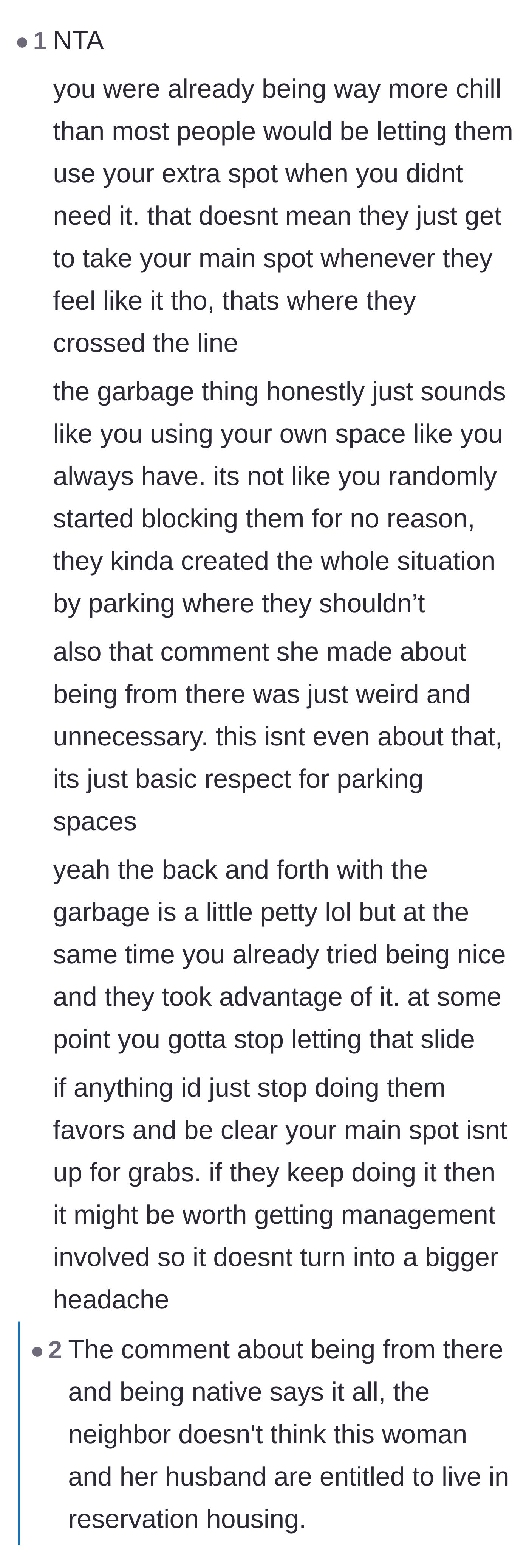 Comment thread 6 - A deep dive into the neighbor's audacity, the racial microaggression, and the justification for pettiness