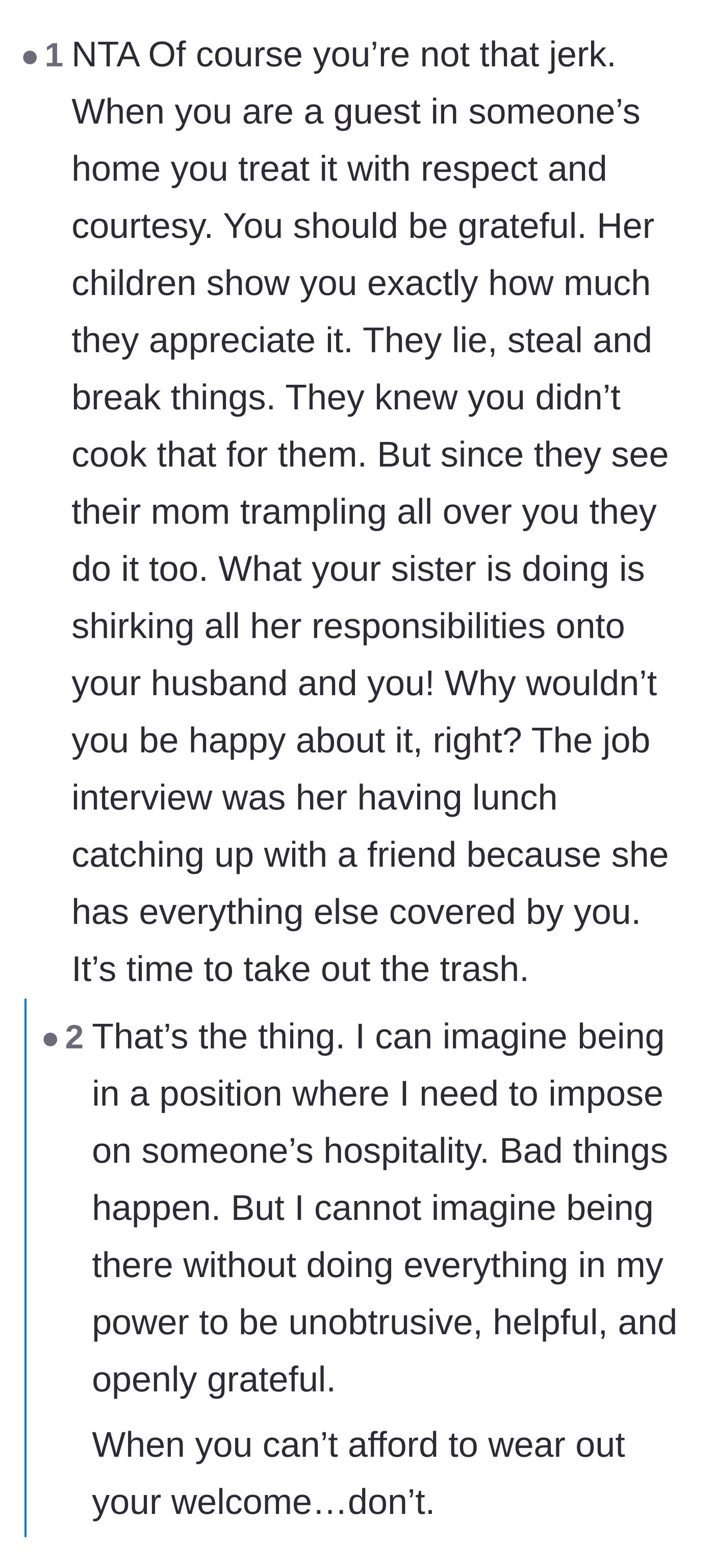 Comment thread 3 - Discussion on how a desperate guest should actually behave in someone else's home.