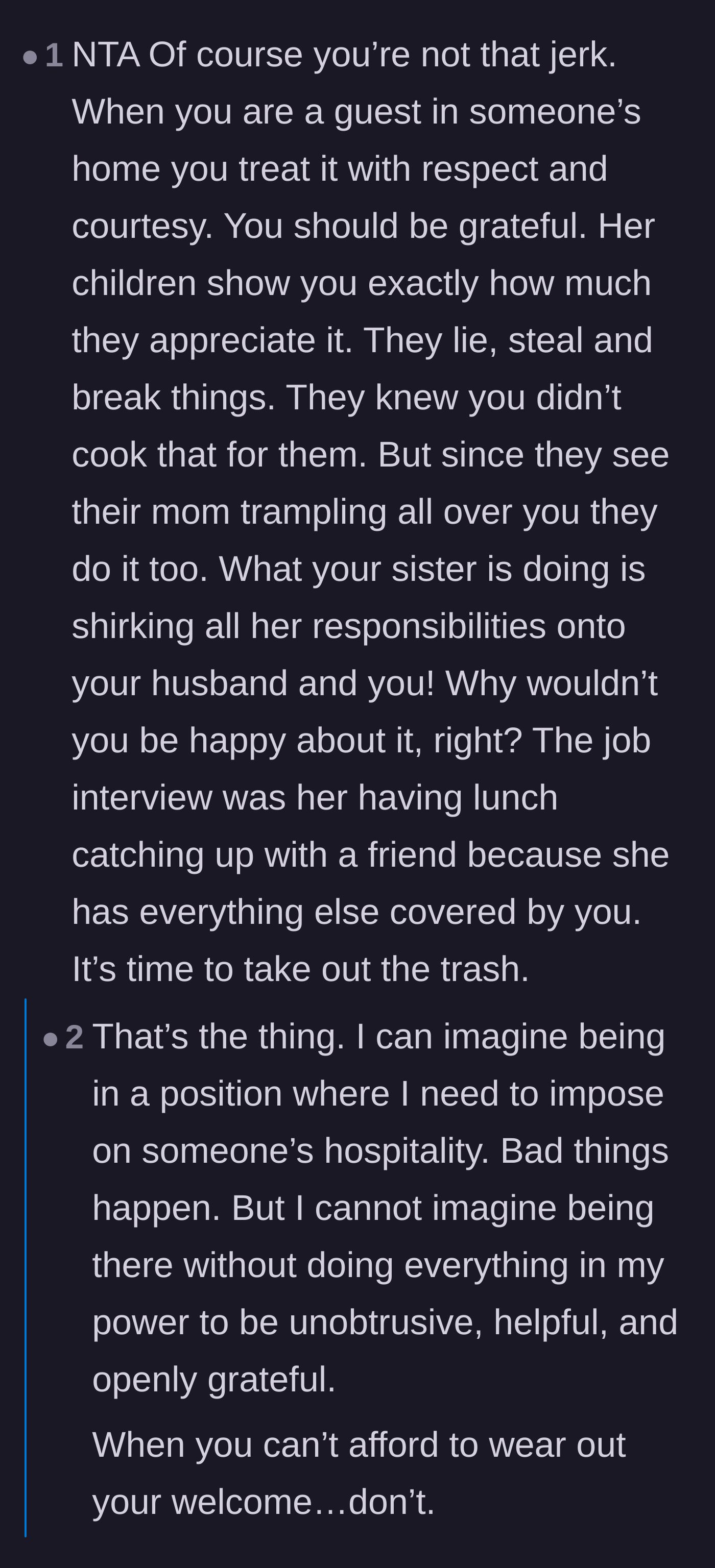 Comment thread 3 - Discussion on how a desperate guest should actually behave in someone else's home.