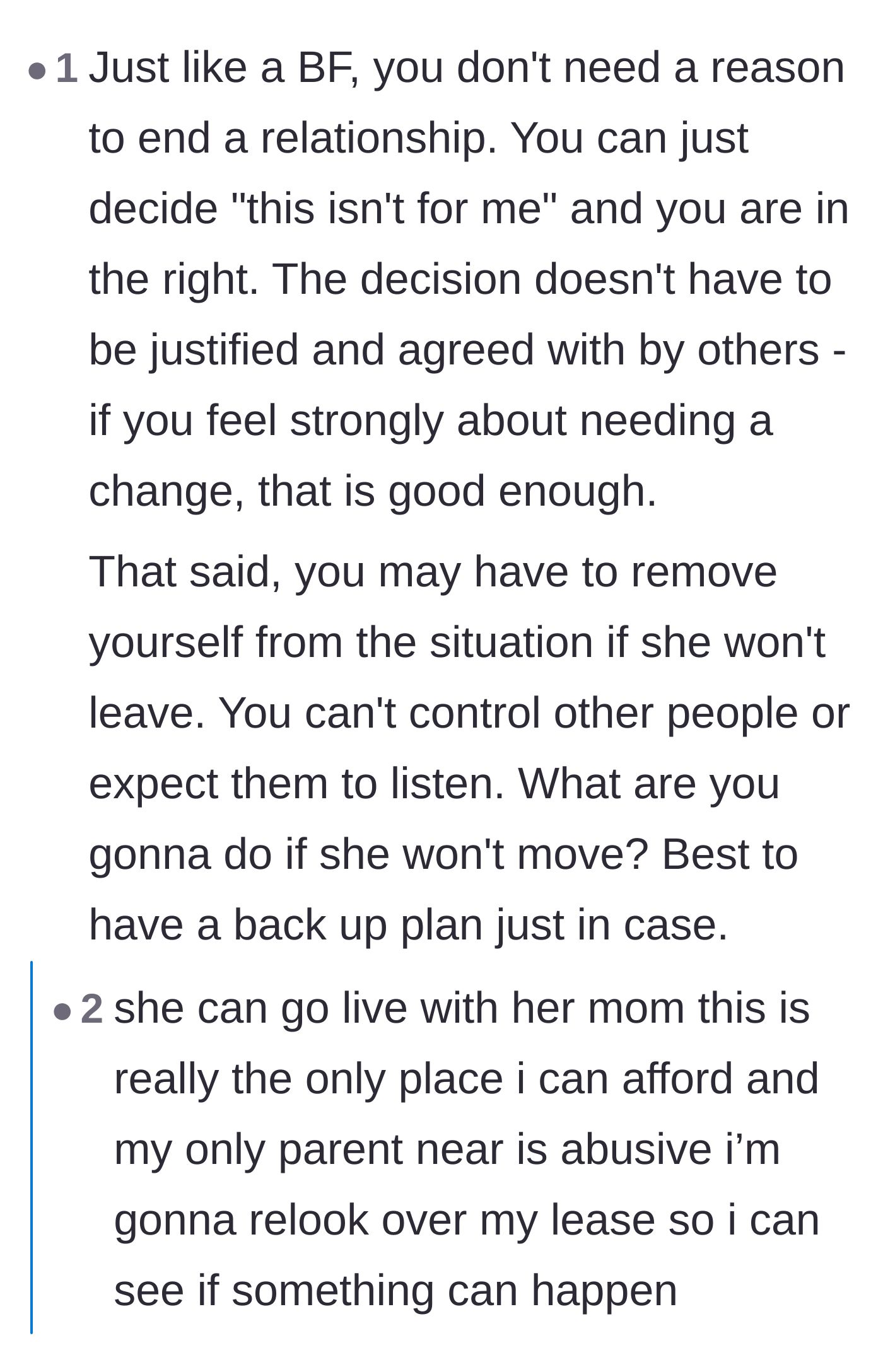 Comment thread 2 - Discussing backup plans in case the roommate refuses to legally vacate.