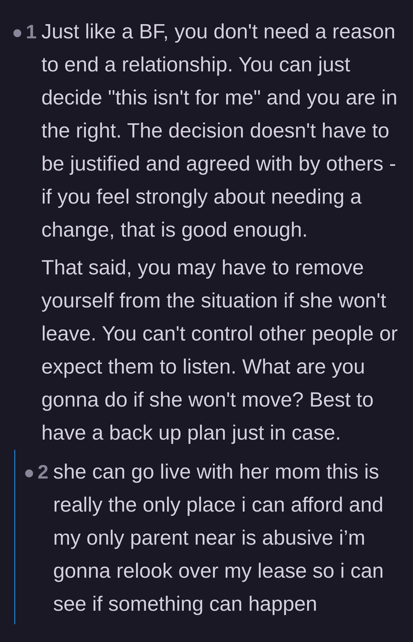 Comment thread 2 - Discussing backup plans in case the roommate refuses to legally vacate.