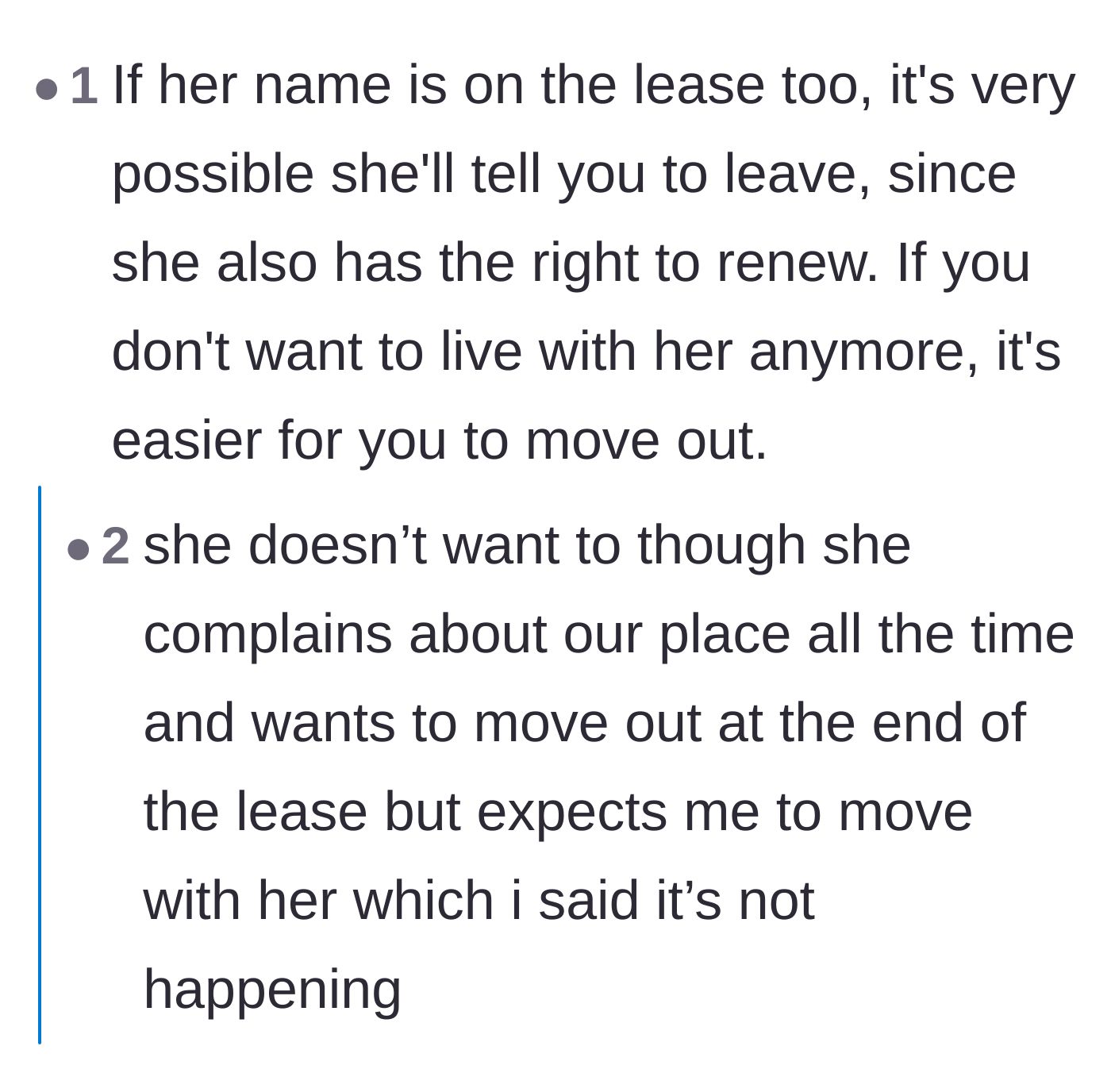 Comment thread 3 - OP revealing that the roommate actually expects them to move into a new place together.