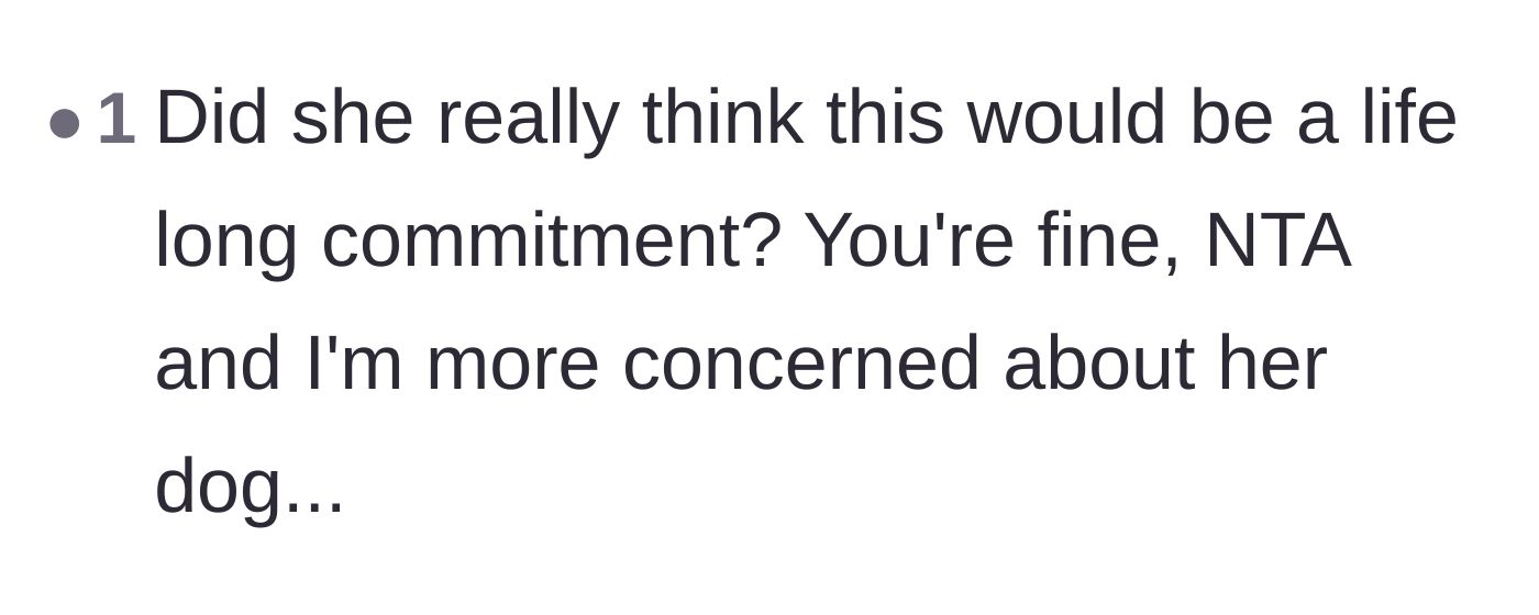 Comment thread 5 - Questioning if the roommate expected a lifelong commitment and expressing concern for the dog.