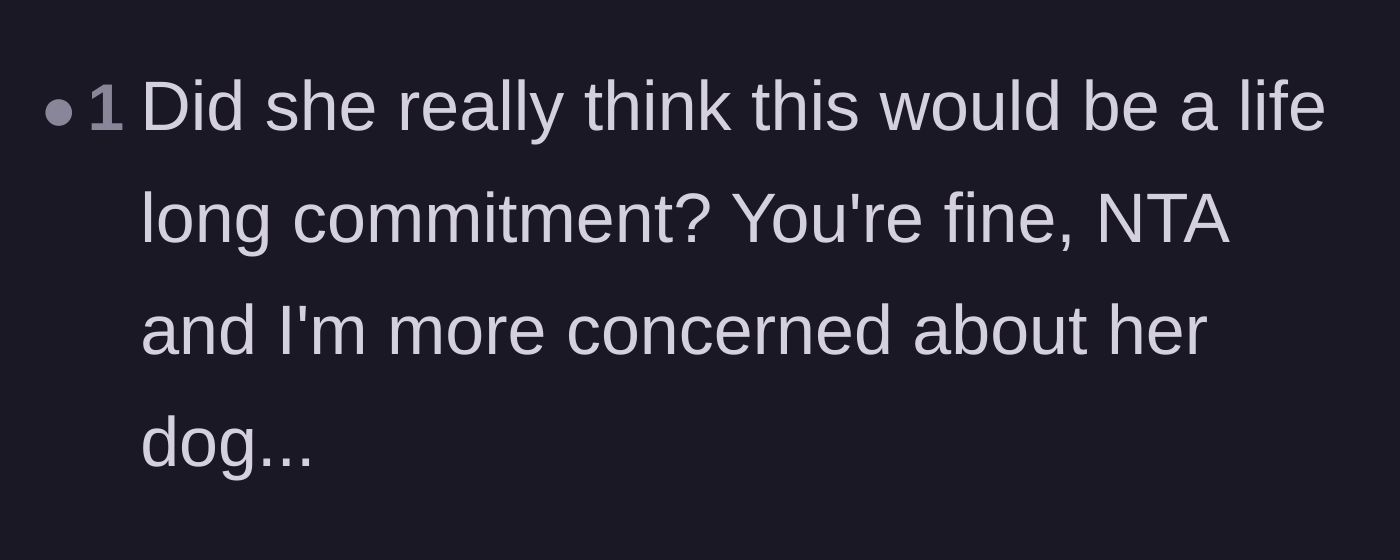 Comment thread 5 - Questioning if the roommate expected a lifelong commitment and expressing concern for the dog.