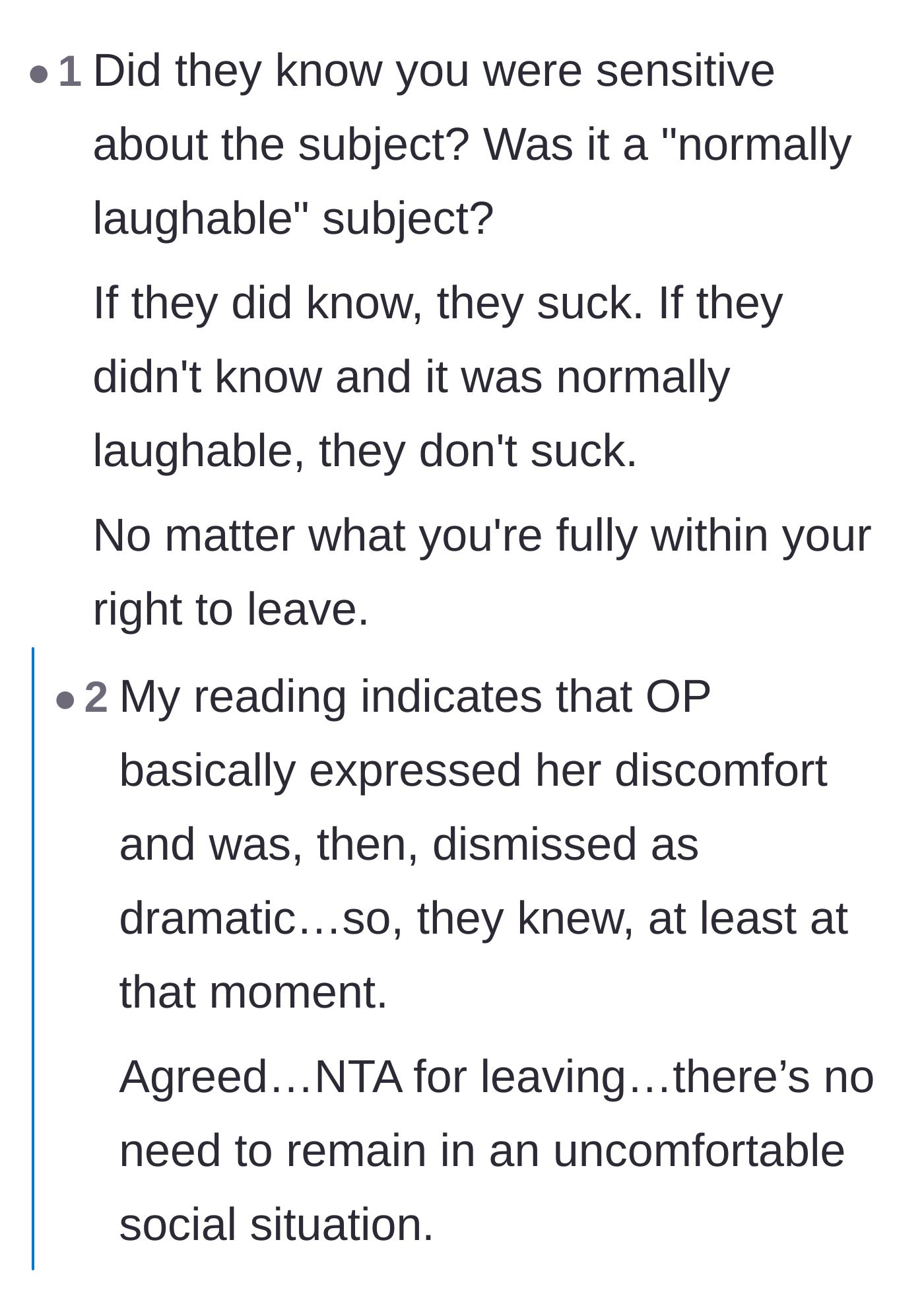 Comment thread 4 - A deep debate where users call out others for demanding proof that the main character was legitimately uncomfortable.