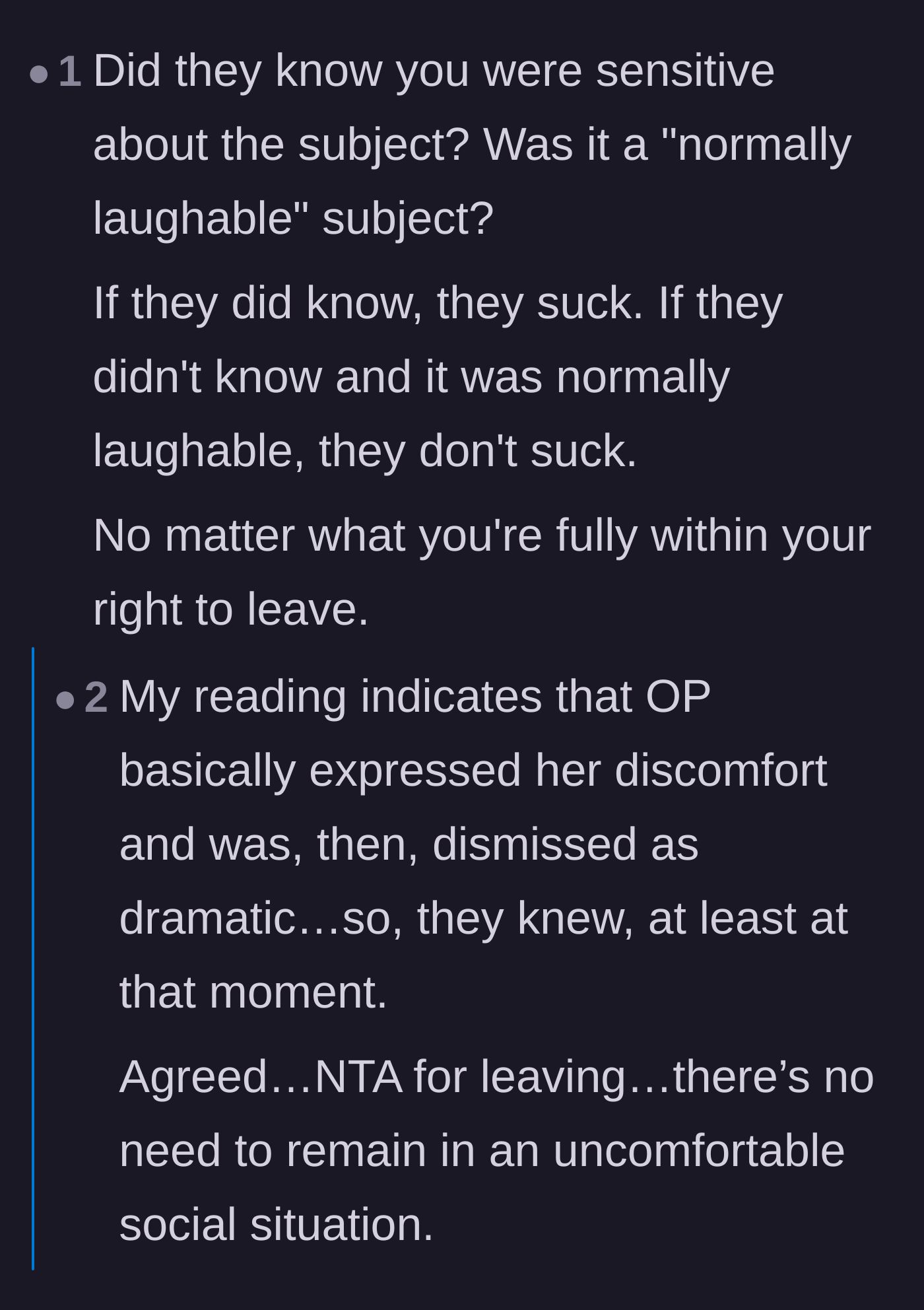 Comment thread 4 - A deep debate where users call out others for demanding proof that the main character was legitimately uncomfortable.