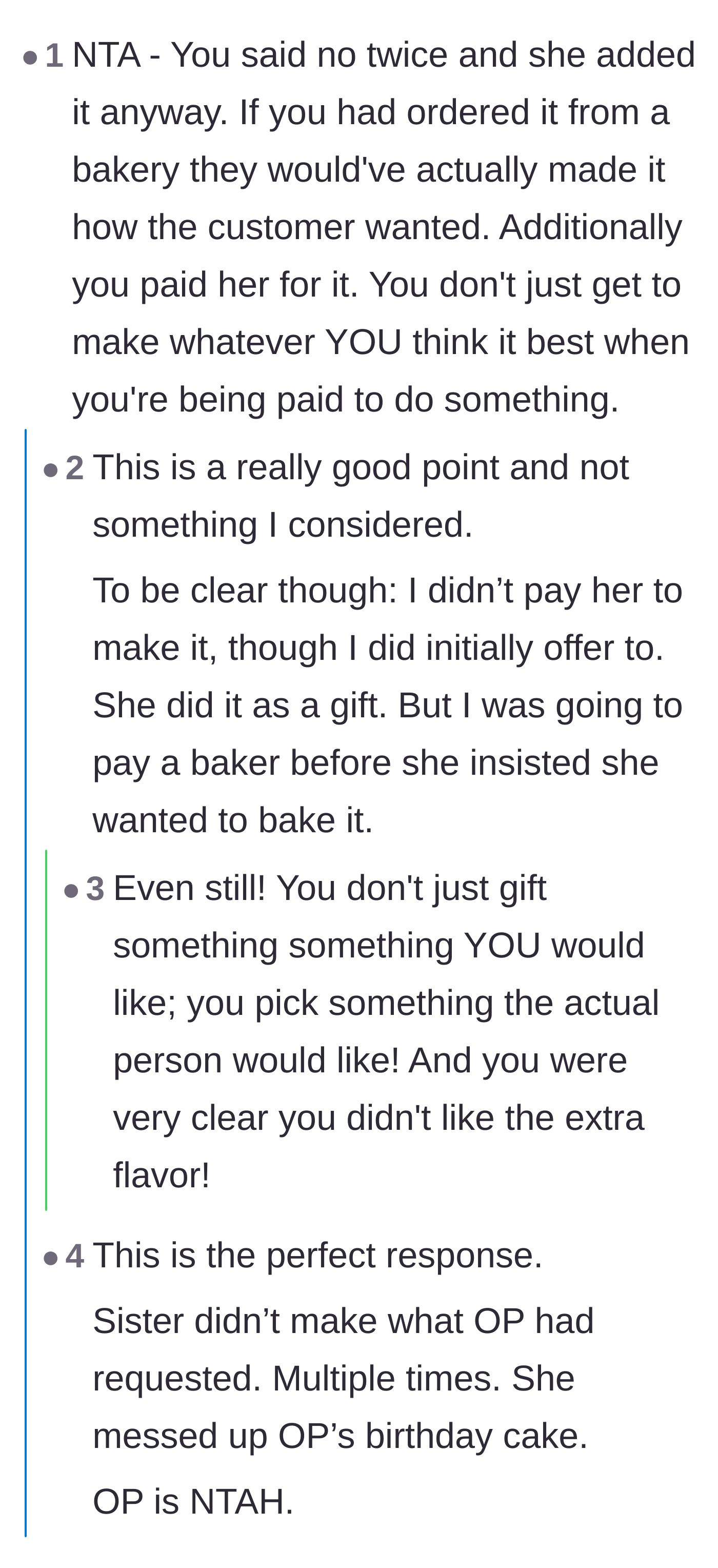 Comment thread 3 - Discussing the possibility that the sister ruined the cake for social media clout and debating petty revenge tactics