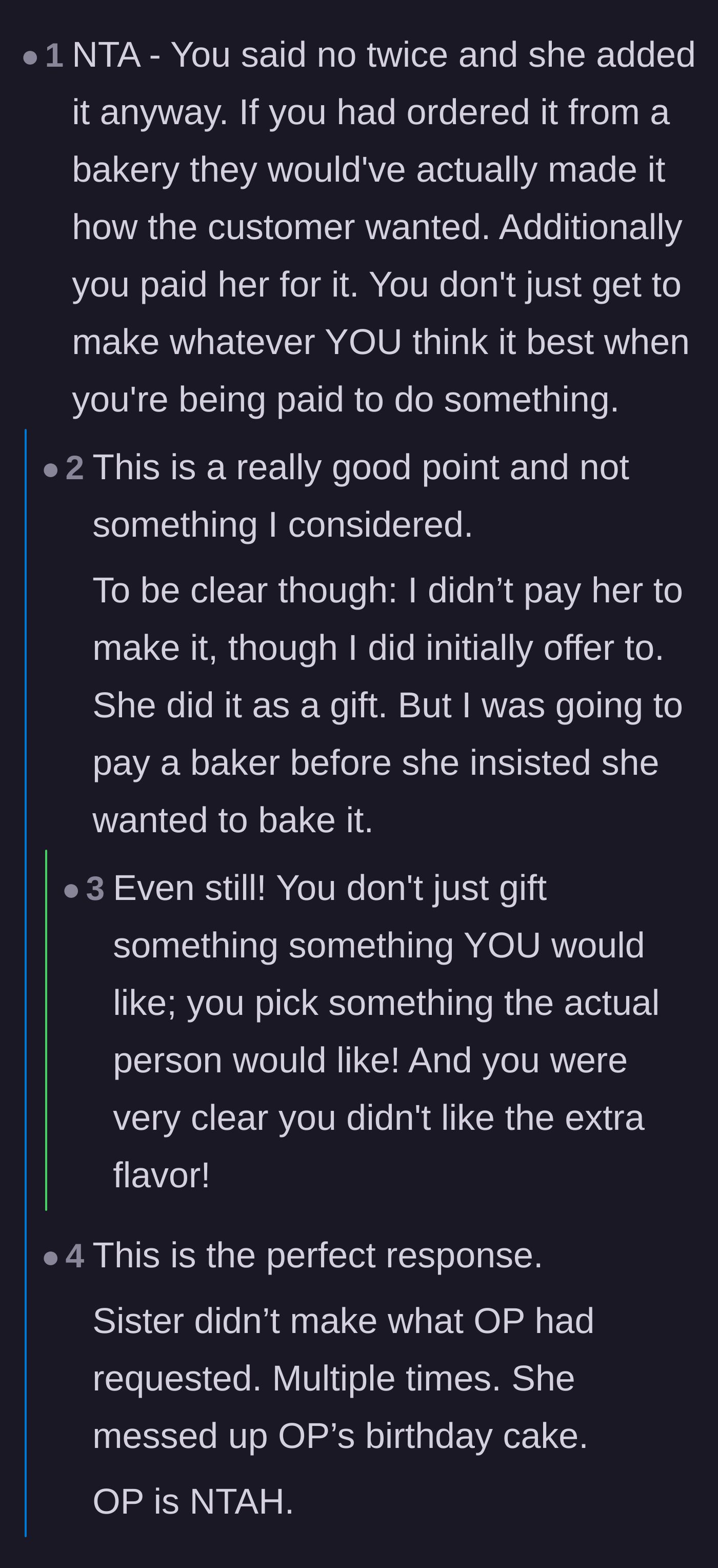 Comment thread 3 - Discussing the possibility that the sister ruined the cake for social media clout and debating petty revenge tactics