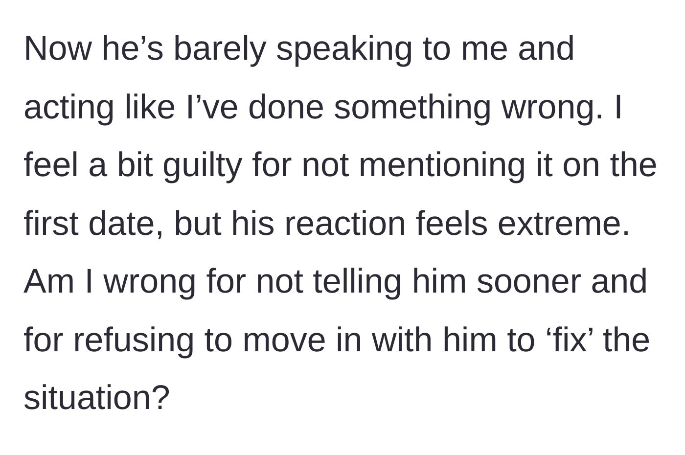 Story part 10 - Max giving the silent treatment while she feels guilty but questions if his reaction is extreme.