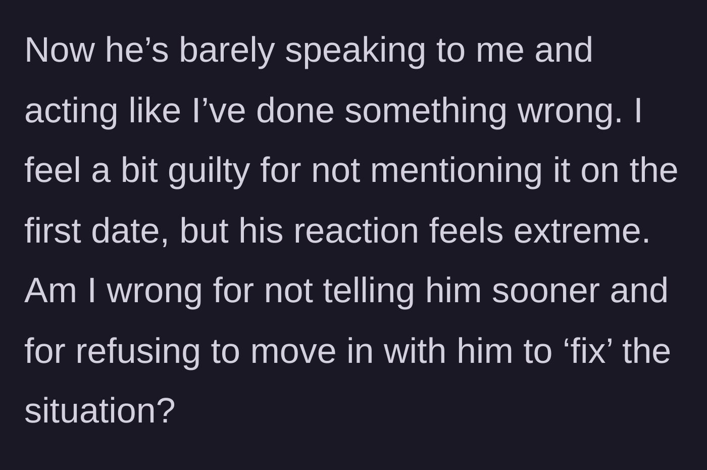 Story part 10 - Max giving the silent treatment while she feels guilty but questions if his reaction is extreme.