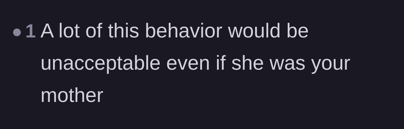Comment thread 4 - A short statement noting that this behavior would be unacceptable even from a biological parent.