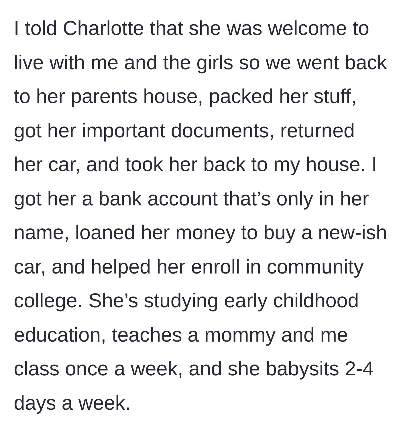 Story part 3 - The uncle helps the niece move out, secure her documents, open a solo bank account, and enroll in college.