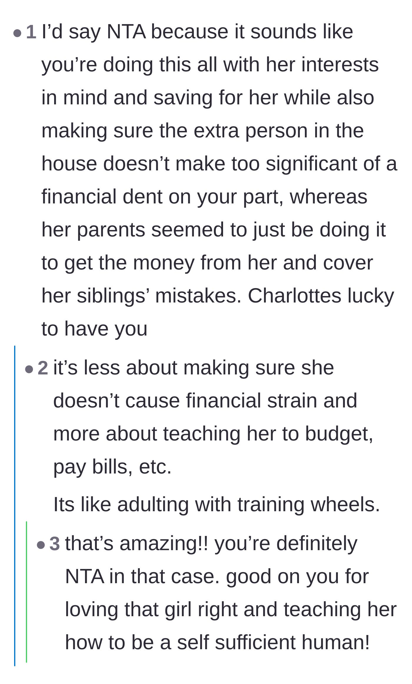 Comment thread 6 - A thread celebrating the uncle's approach as a guided simulator for adulting.