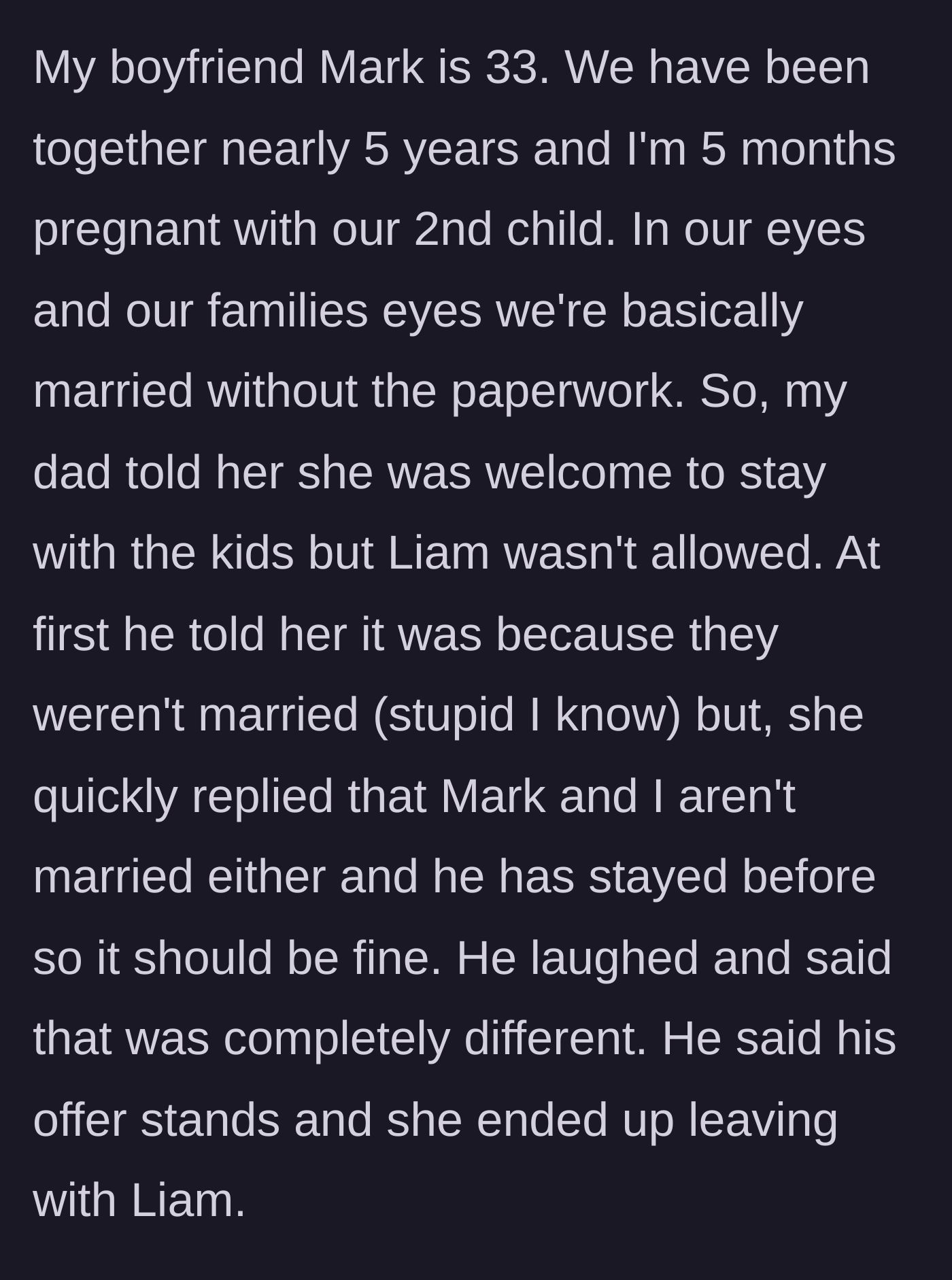 Story part 3 - The dad refuses to let the teen boyfriend stay, prompting Carol to compare her new relationship to the main character's five-year partnership.