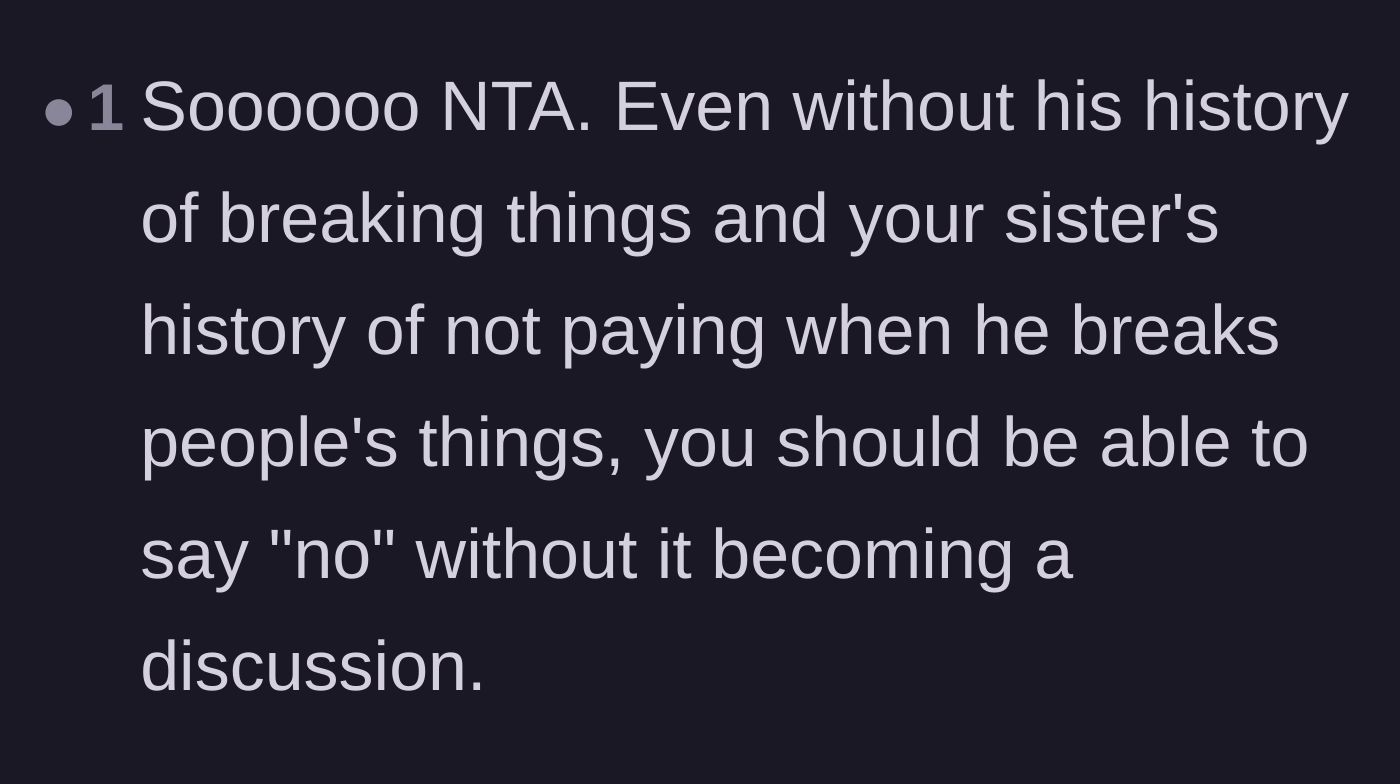 Comment thread 5 - A comment asserting that a host has the right to politely say no to sharing their belongings without it turning into a lengthy debate.