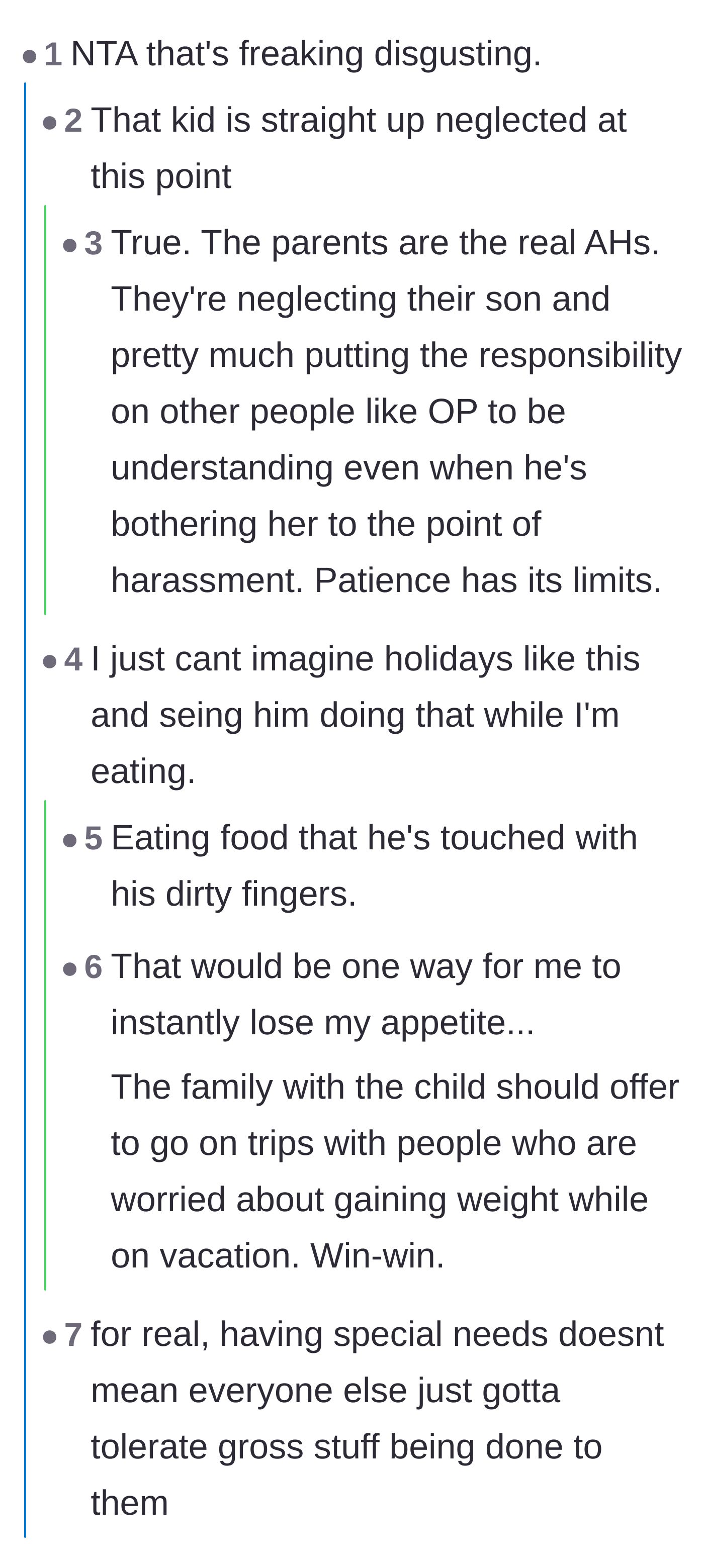Comment thread 1 - Readers comparing the buffet hygiene hazard to viral cruise ship nightmare stories.