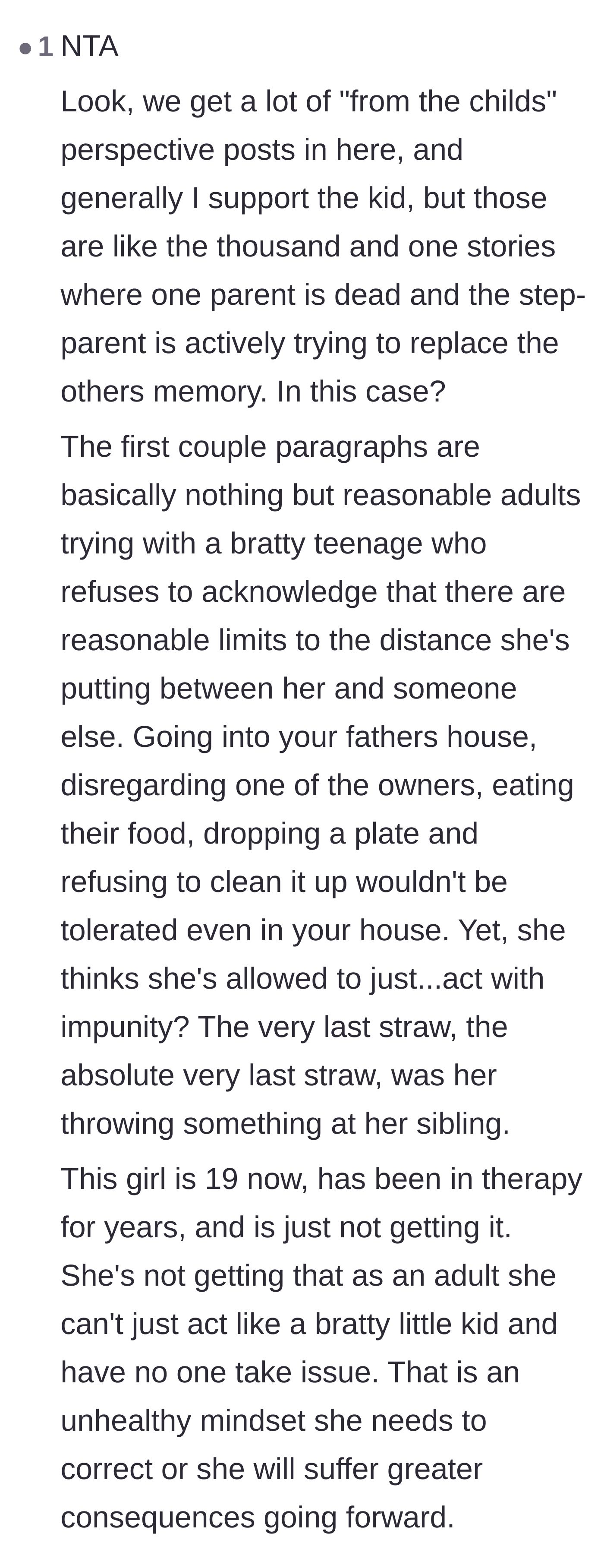 Comment thread 6 - A breakdown comparing this story to typical step-parent conflicts, validating the adults' reasonable limits