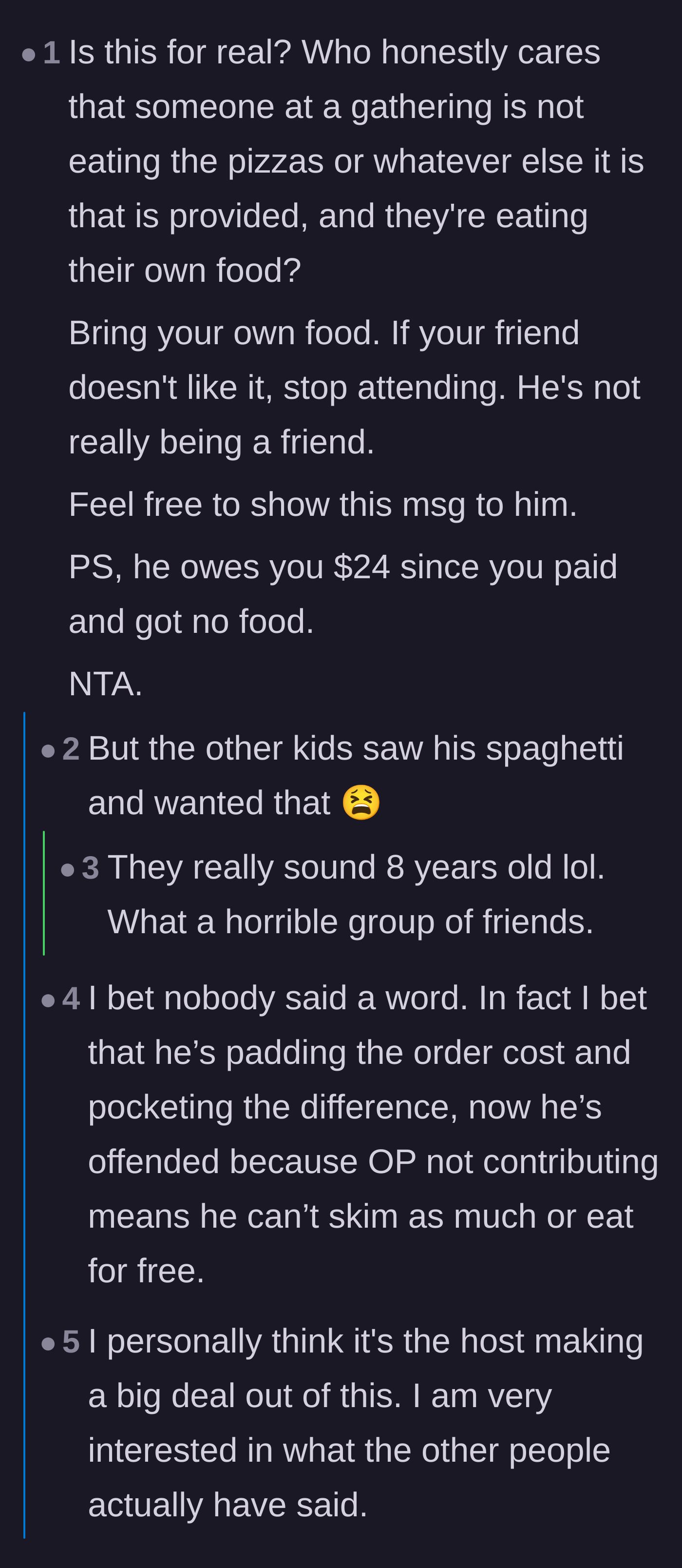 Comment thread 3 - Users suspecting the host might be overcharging the group and pocketing the extra cash.