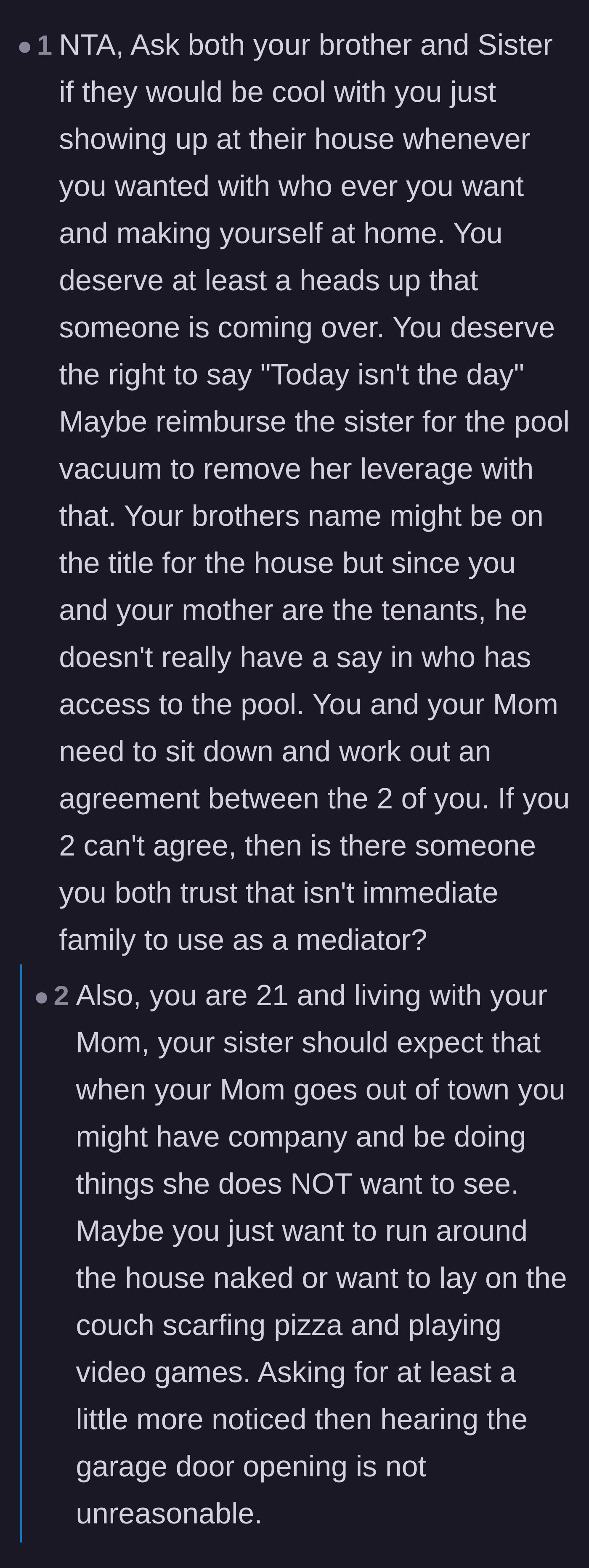 Comment thread 4 - Highlighting the lack of privacy for a 21-year-old guy and suggesting he refund the pool vacuum.