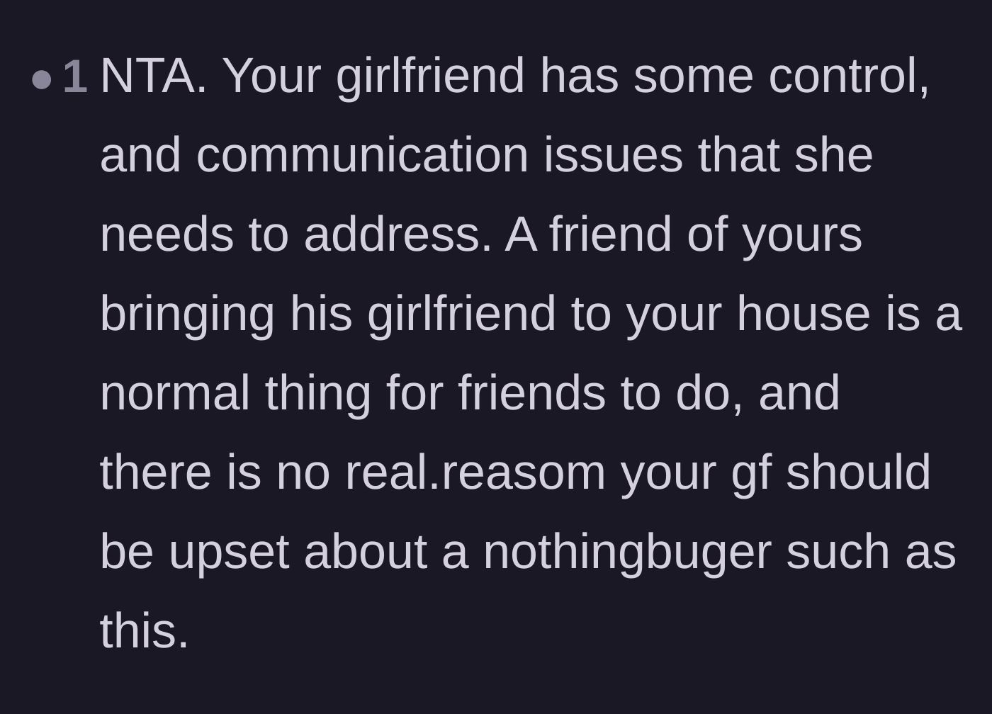 Comment thread 6 - A straightforward reality check that having a friend's date over is a completely normal social interaction.