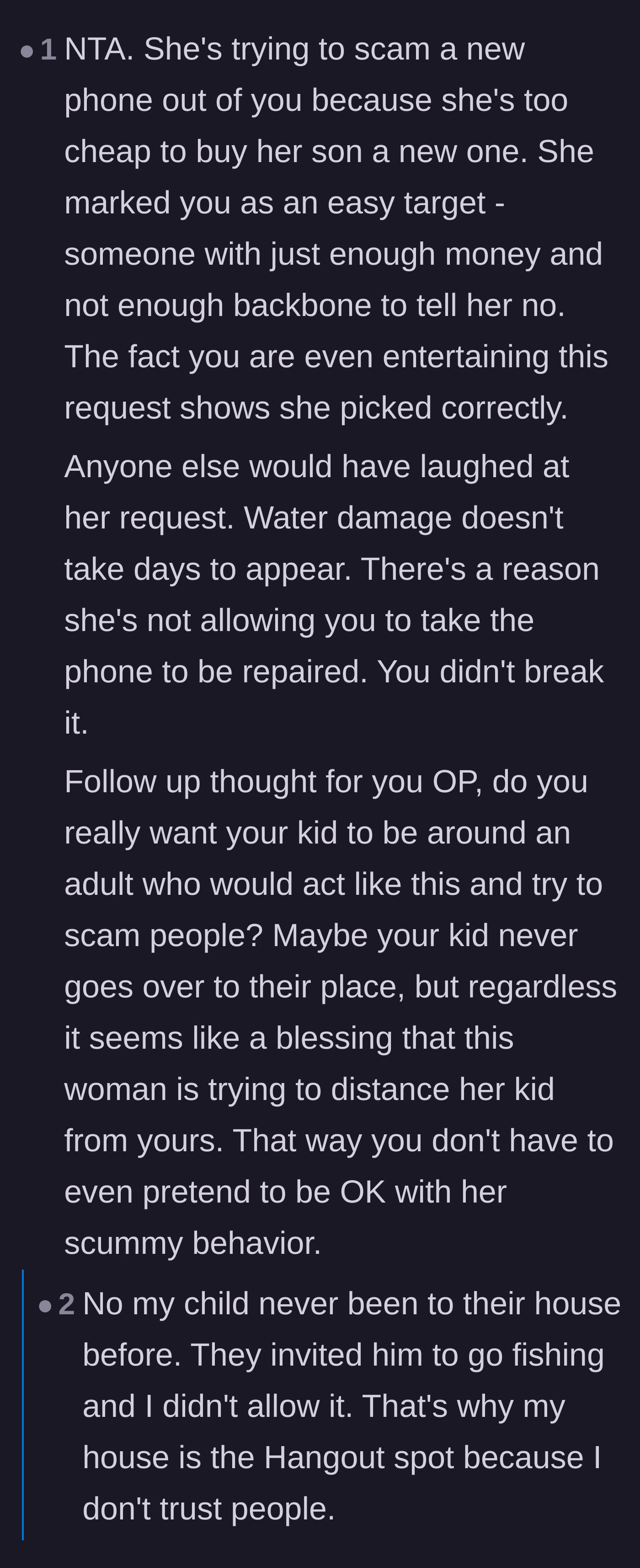 Comment thread 4 - A reader pointing out that the mother targeted the homeowner because she thought she'd be an easy pushover.
