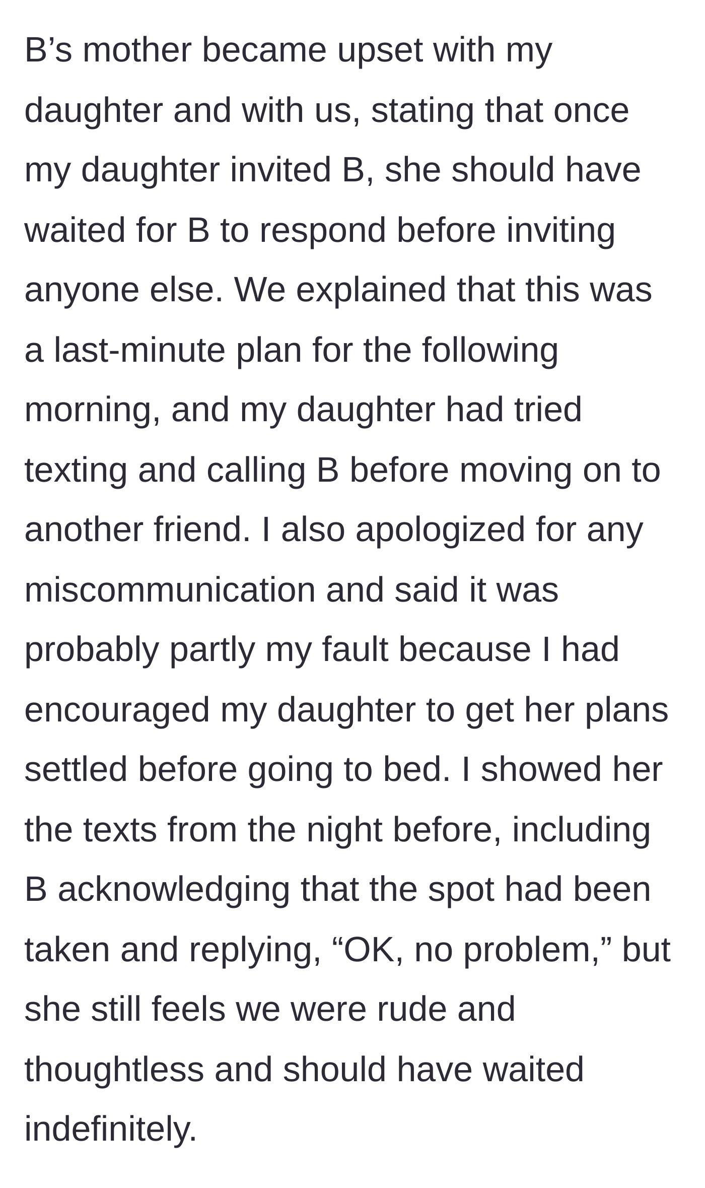Story part 3 - The mother shows the irate parent texts proving the kids already sorted it out, but the angry parent demands they should have waited forever.