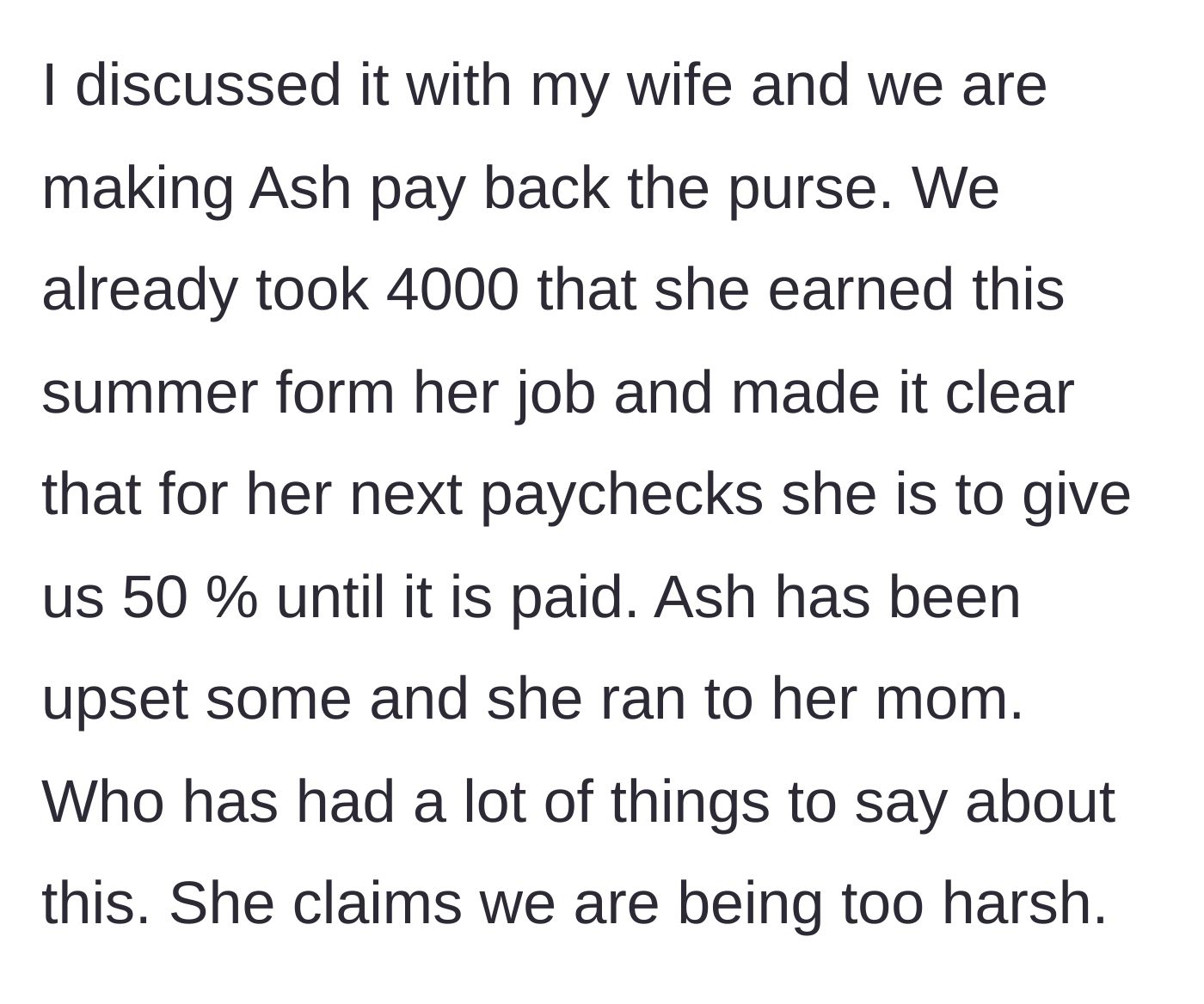 Story part 5 - The parents drain the daughter's $4,000 savings and garnish her future wages, prompting outrage from her enabling mother.