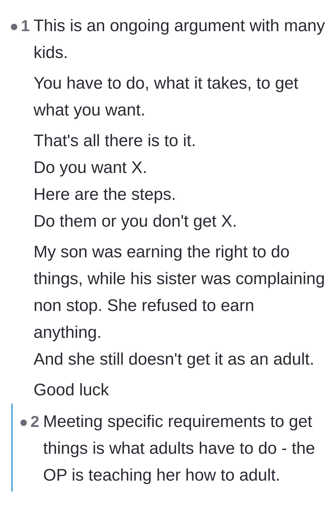 Comment thread 3 - Reflections on the lifelong consequences of failing to teach teenagers the relationship between effort and reward