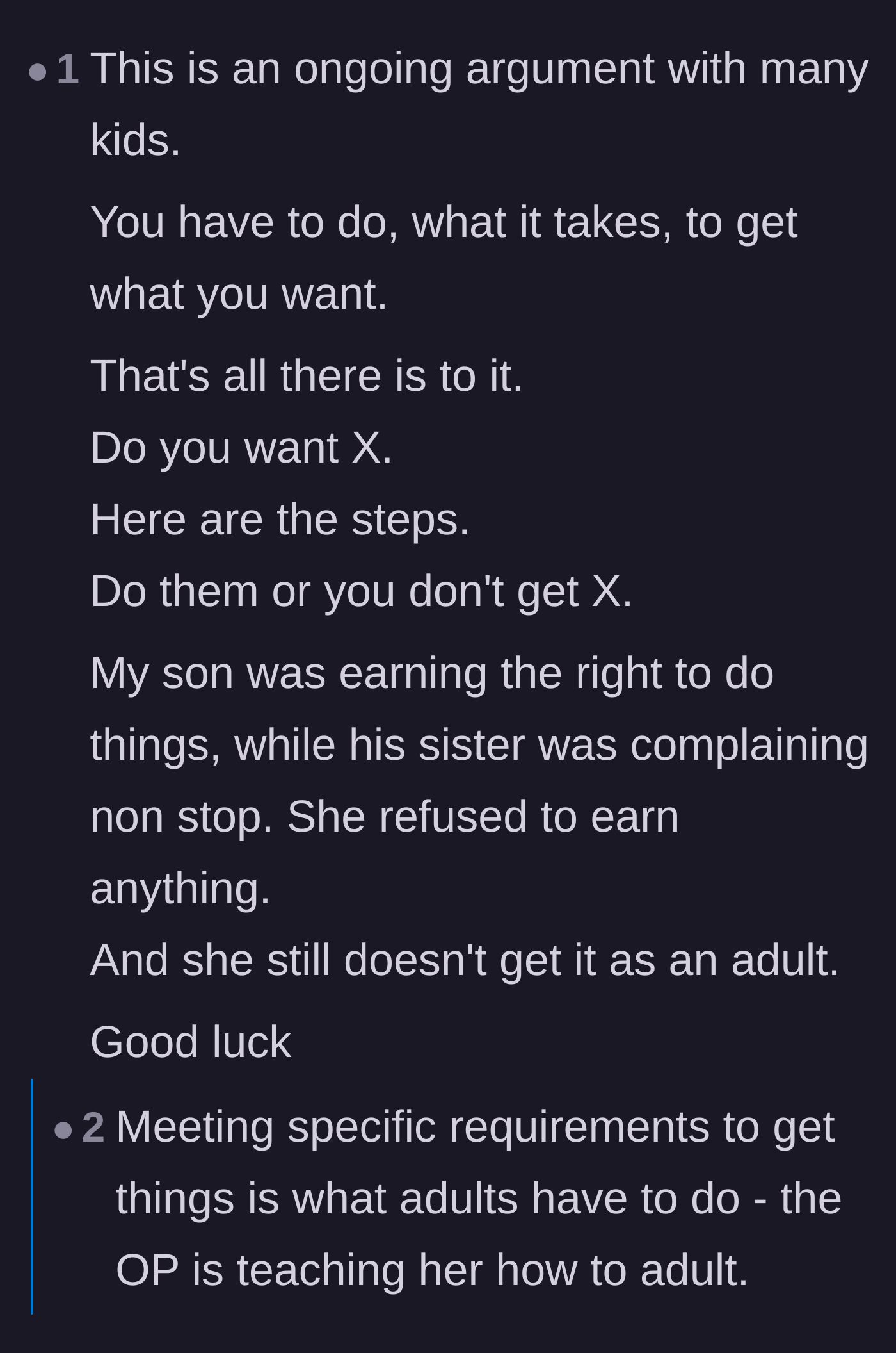 Comment thread 3 - Reflections on the lifelong consequences of failing to teach teenagers the relationship between effort and reward