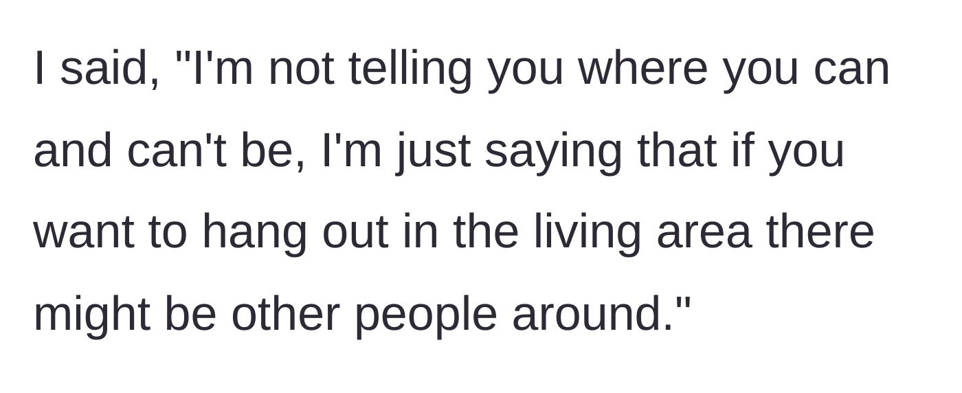 Story part 7 - The author clarifies she isn't making rules, just setting realistic expectations.