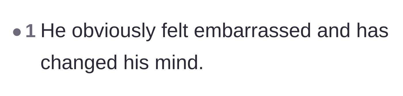 Comment thread 6 - A brief observation that the husband clearly felt embarrassed at the party and retroactively changed his mind.