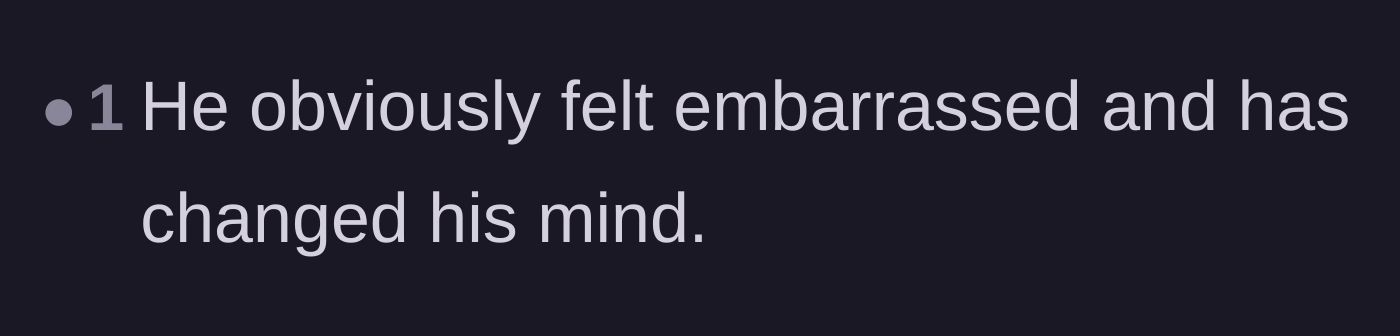 Comment thread 6 - A brief observation that the husband clearly felt embarrassed at the party and retroactively changed his mind.