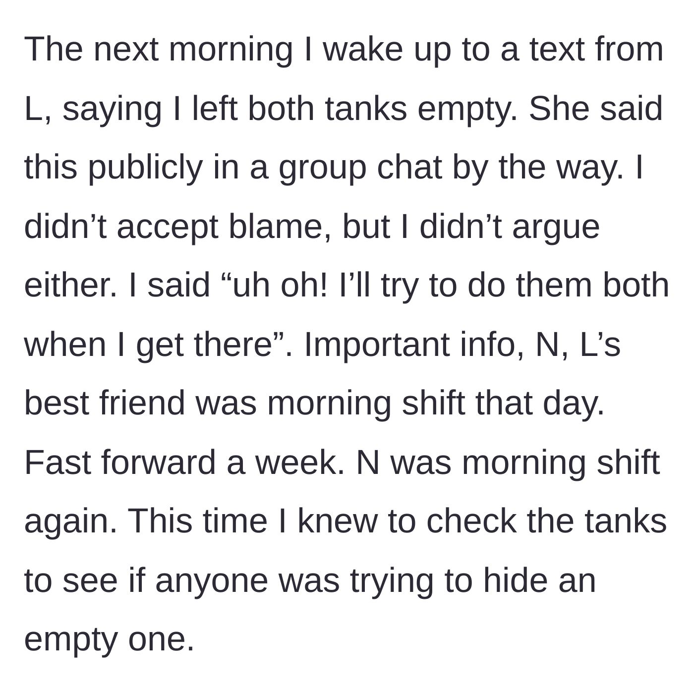 Story part 2 - The first false accusation in the group chat and the narrator's diplomatic response.