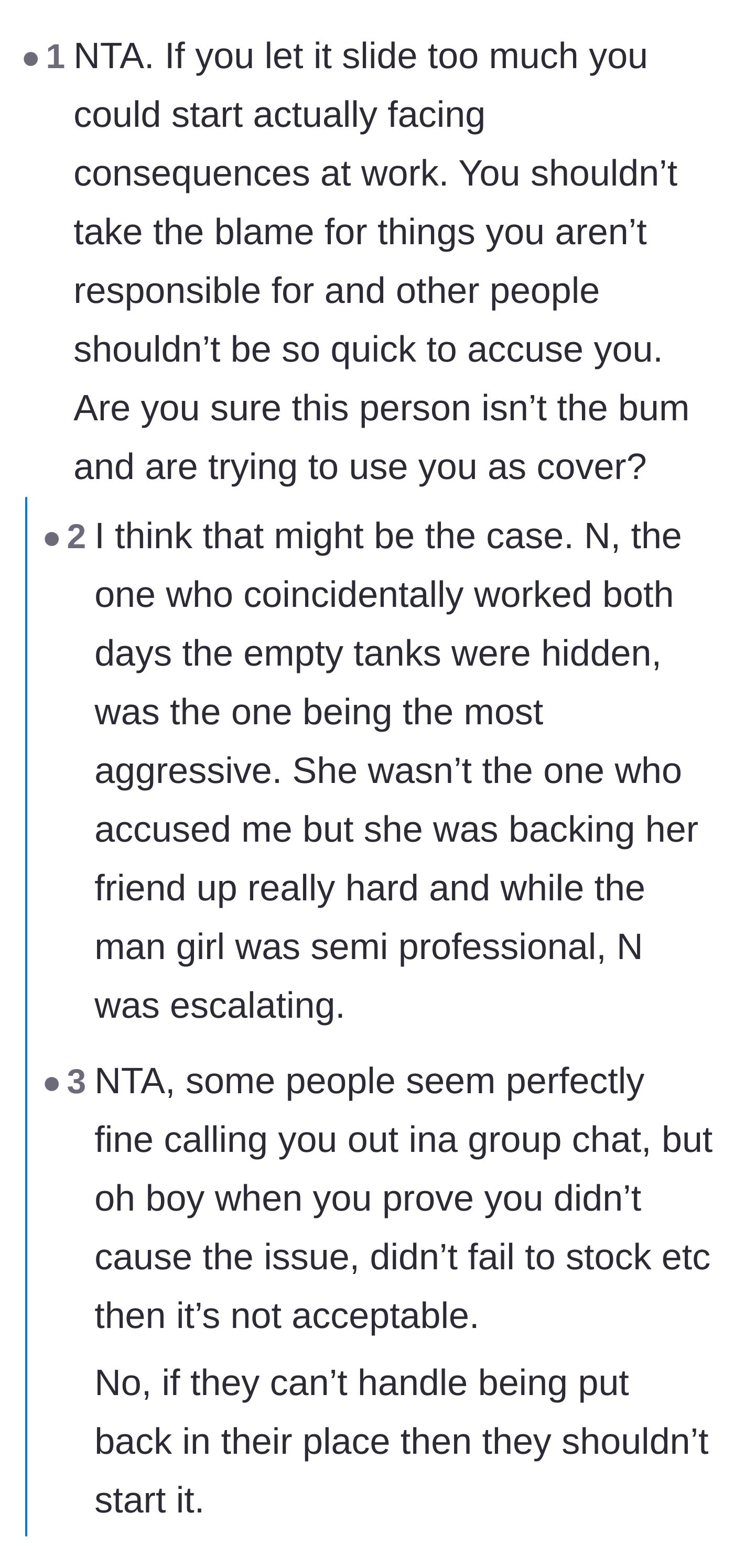 Comment thread 2 - Speculation that the coworkers are tag-teaming the author to cover up their own failure to do the job