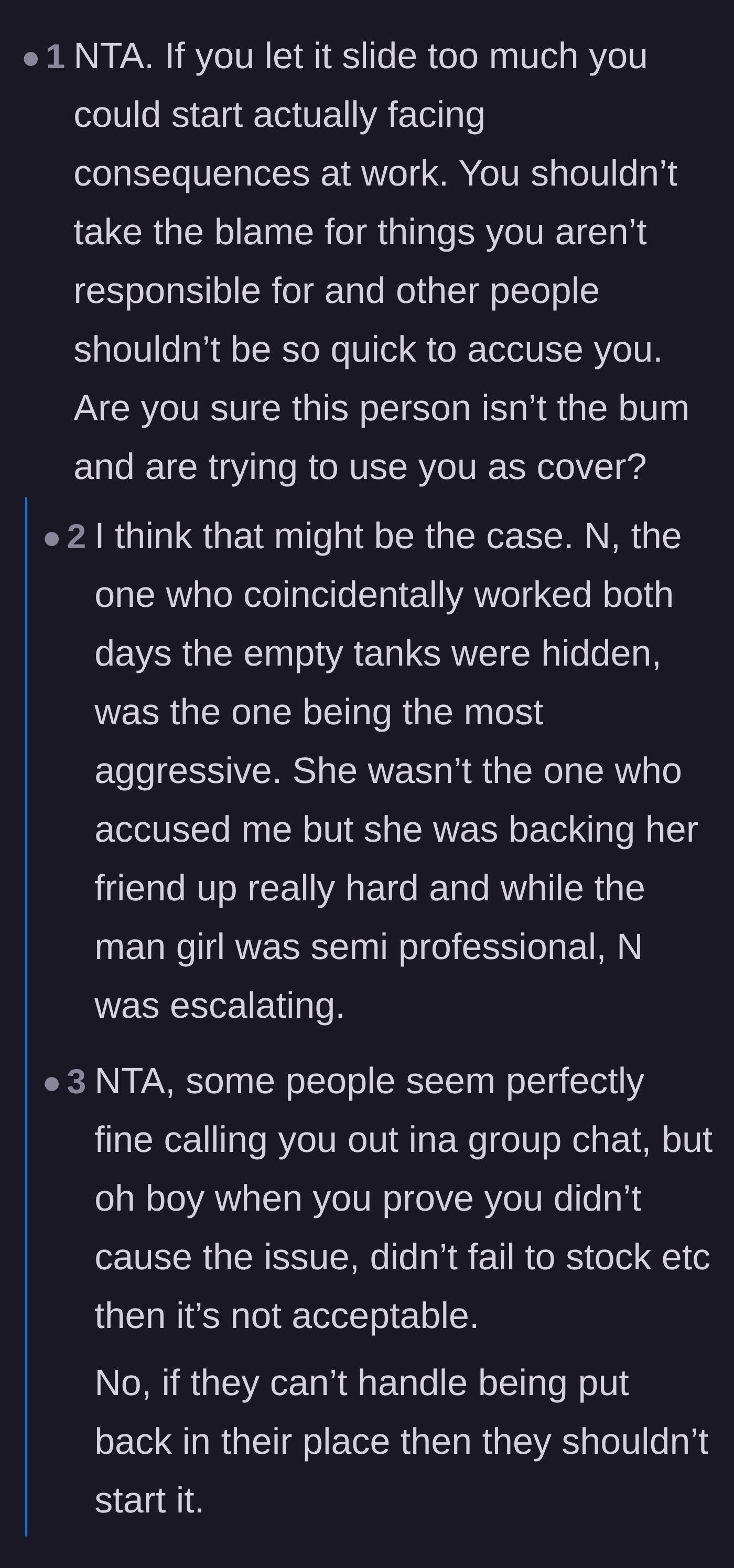 Comment thread 2 - Speculation that the coworkers are tag-teaming the author to cover up their own failure to do the job