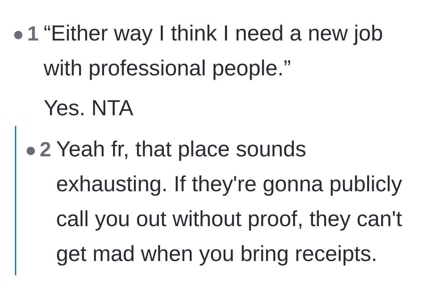 Comment thread 3 - Agreement that the author should look for a new job with a more professional environment