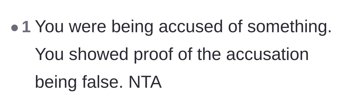 Comment thread 4 - Straightforward validation that providing proof against a false accusation is the right move