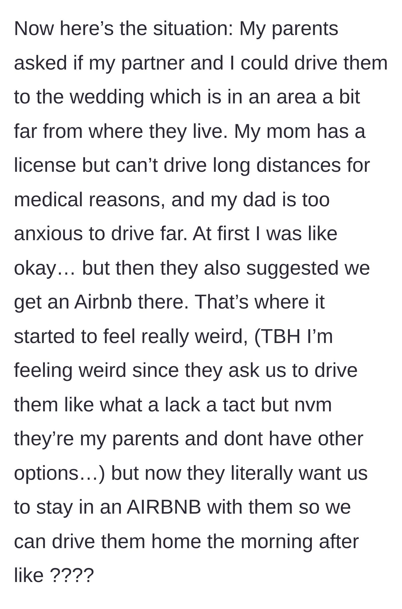 Story part 2 - Parents casually handing over car keys and an Airbnb listing to their child as if assigning a household chore.