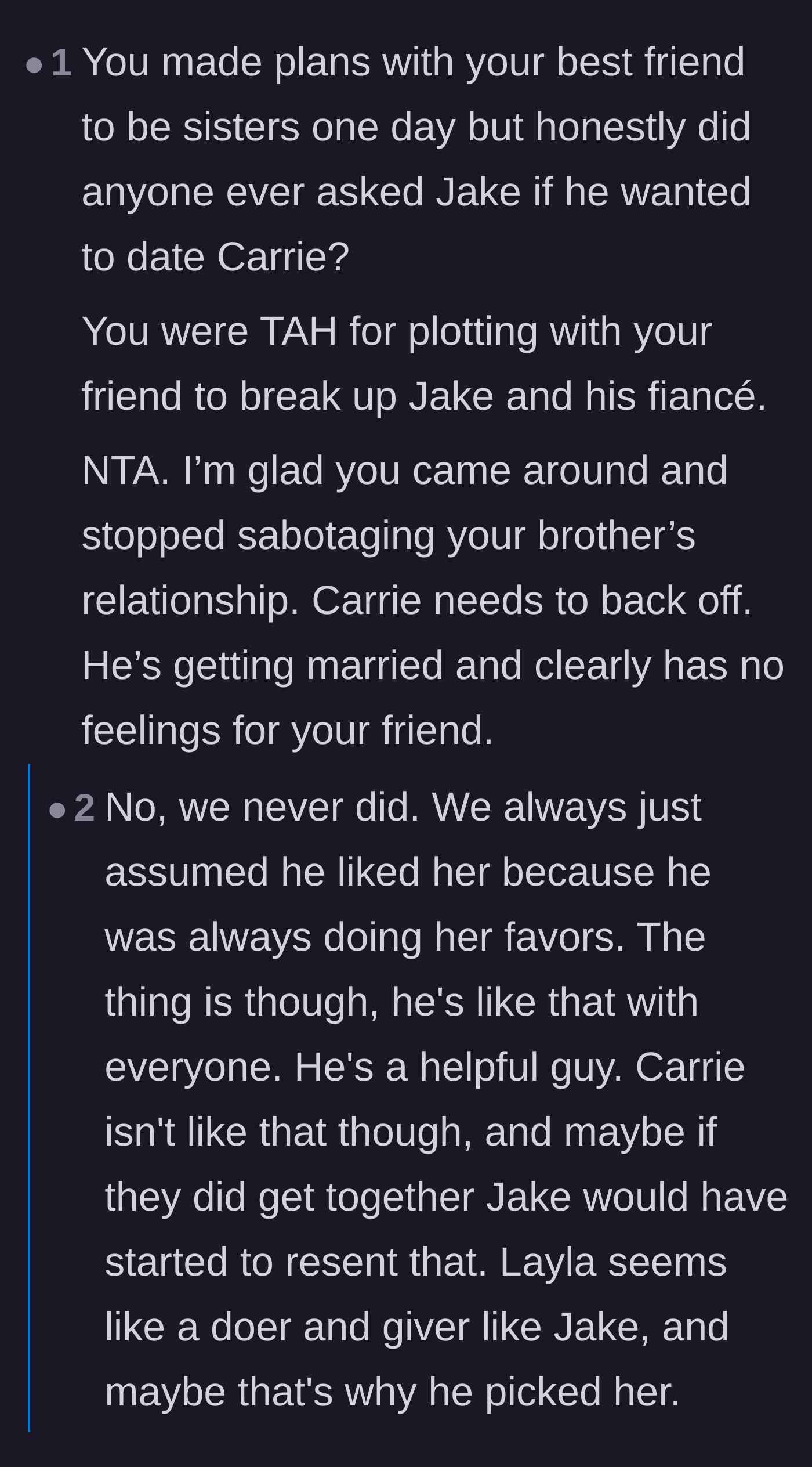 Comment thread 1 - Readers pointing out that nobody ever asked the brother what he wanted and calling out the friend's backup plan mentality.