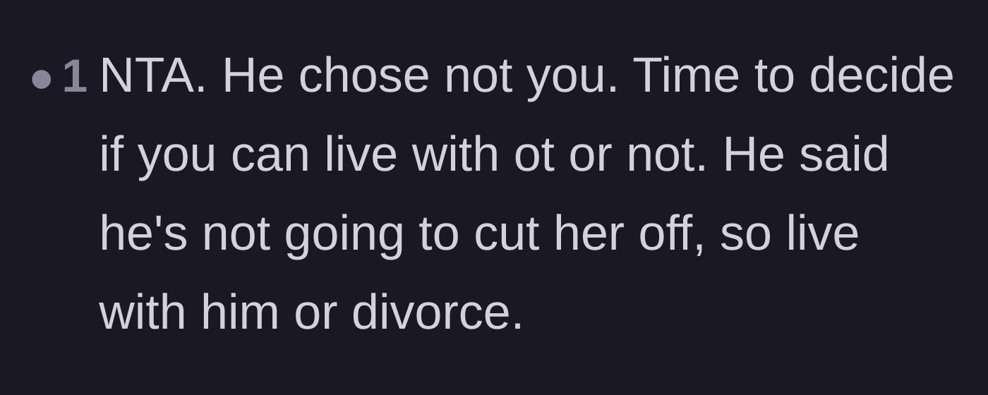 Comment thread 2 - A blunt assessment that the husband chose the other woman and the wife must decide her next steps.