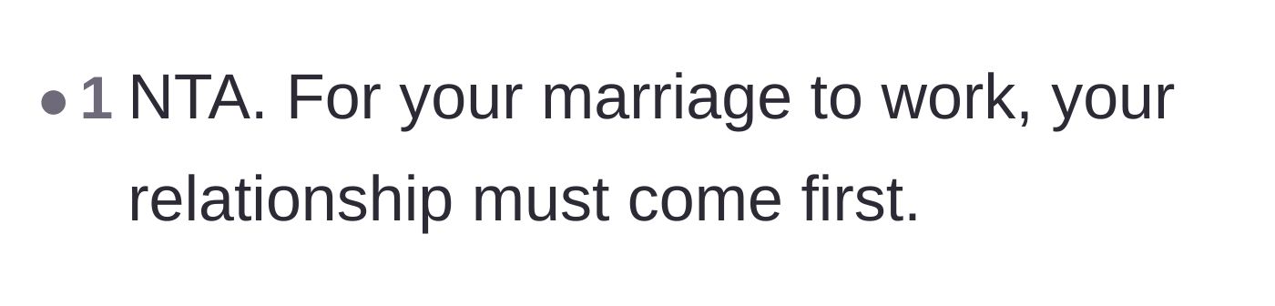 Comment thread 4 - A simple reminder that a marriage must be prioritized above all else to survive.