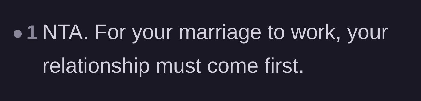 Comment thread 4 - A simple reminder that a marriage must be prioritized above all else to survive.