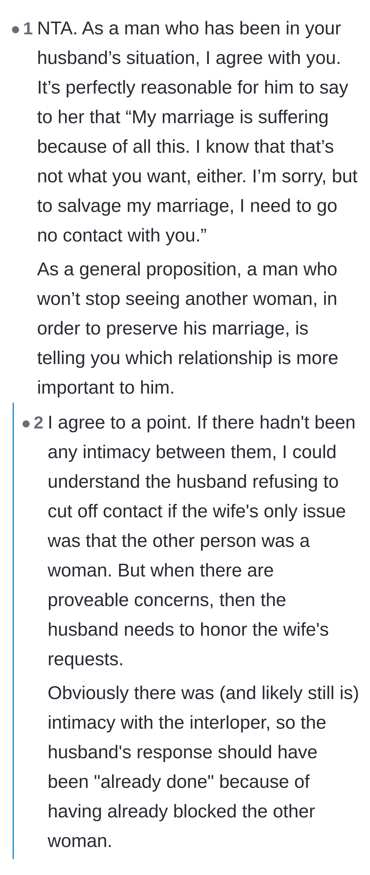 Comment thread 5 - A male commenter sharing his perspective on how a husband should prioritize his wife to save their marriage.
