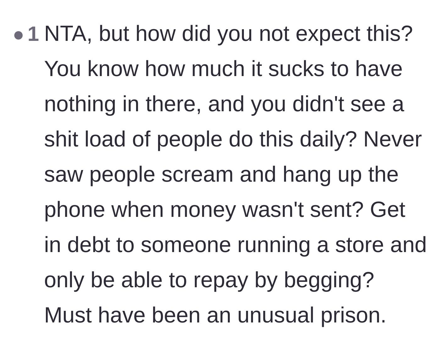 Comment thread 6 - A reality check asking how the writer didn't see the money-grubbing coming given the environment.