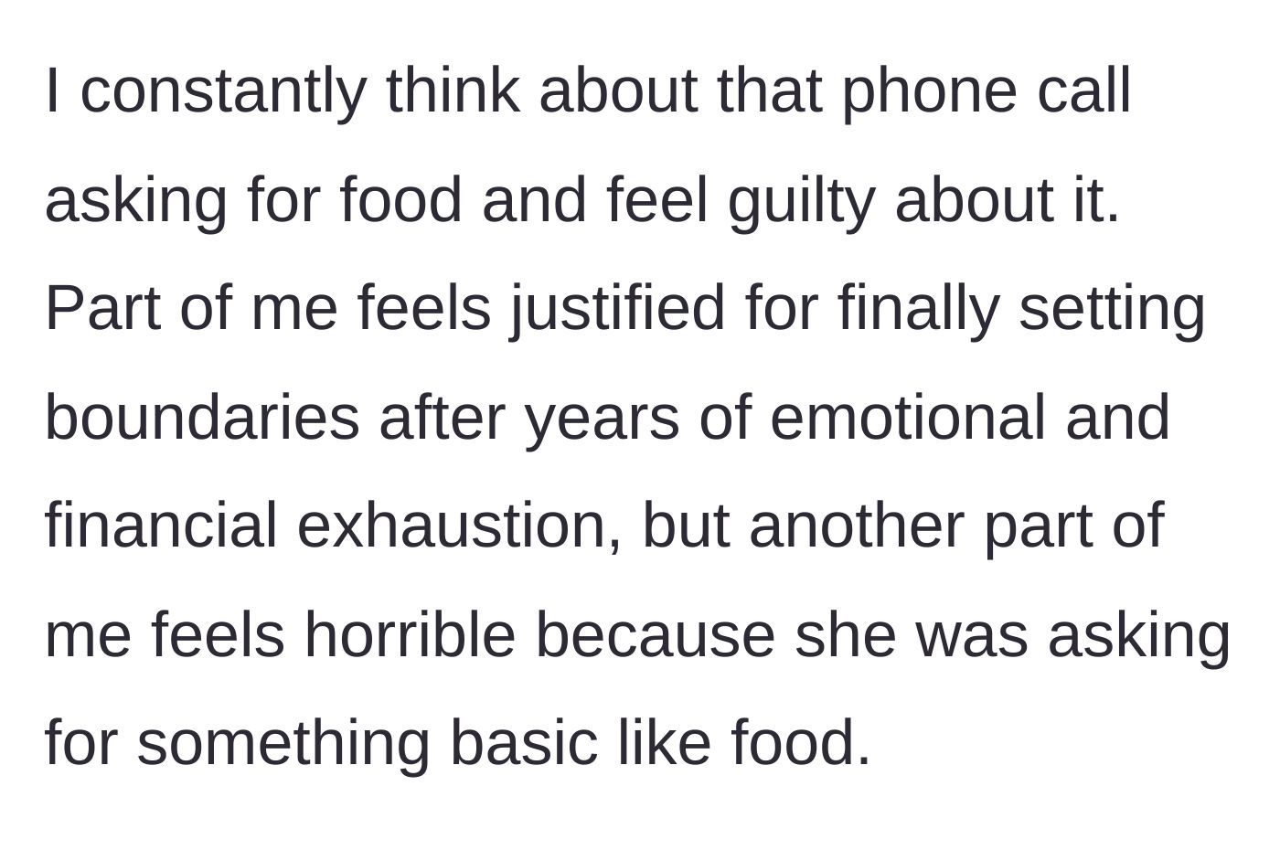 Story part 9 - Son reflects on his enduring guilt over denying her a final meal.