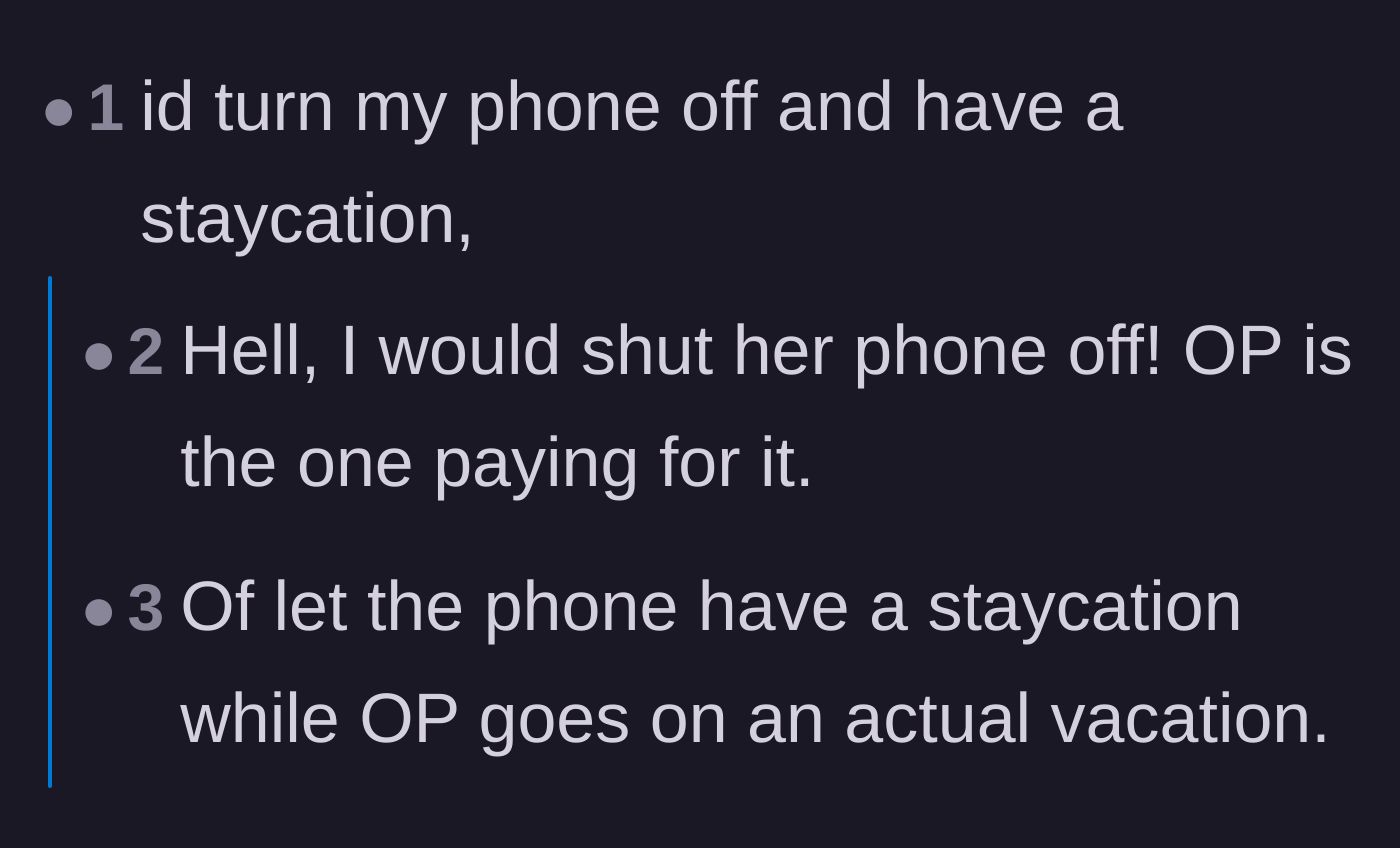 Comment thread 2 - Suggestions to disconnect the mother's phone line to enforce peace.