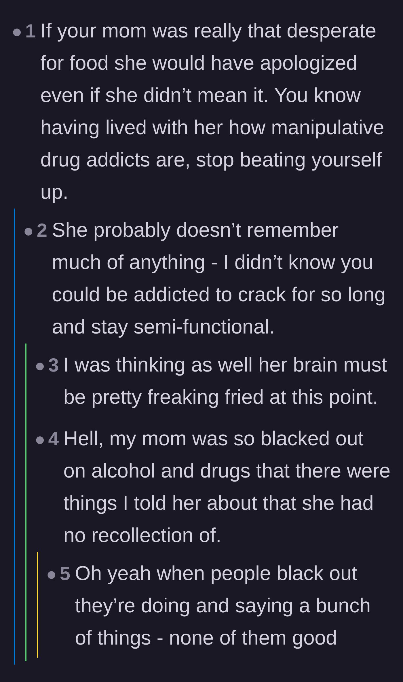 Comment thread 4 - Readers point out that the mother's refusal to apologize proves the food request was just a manipulation tactic rather than genuine desperation.
