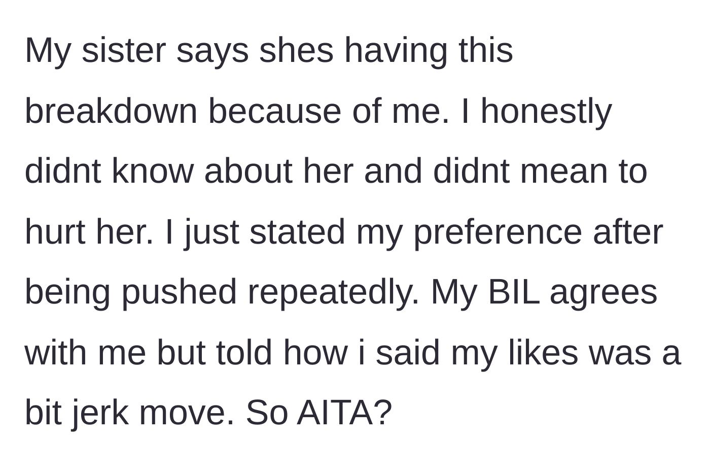 Story part 7 - Sister blames brother for Cathy's breakdown, while the brother-in-law says his words were a jerk move.