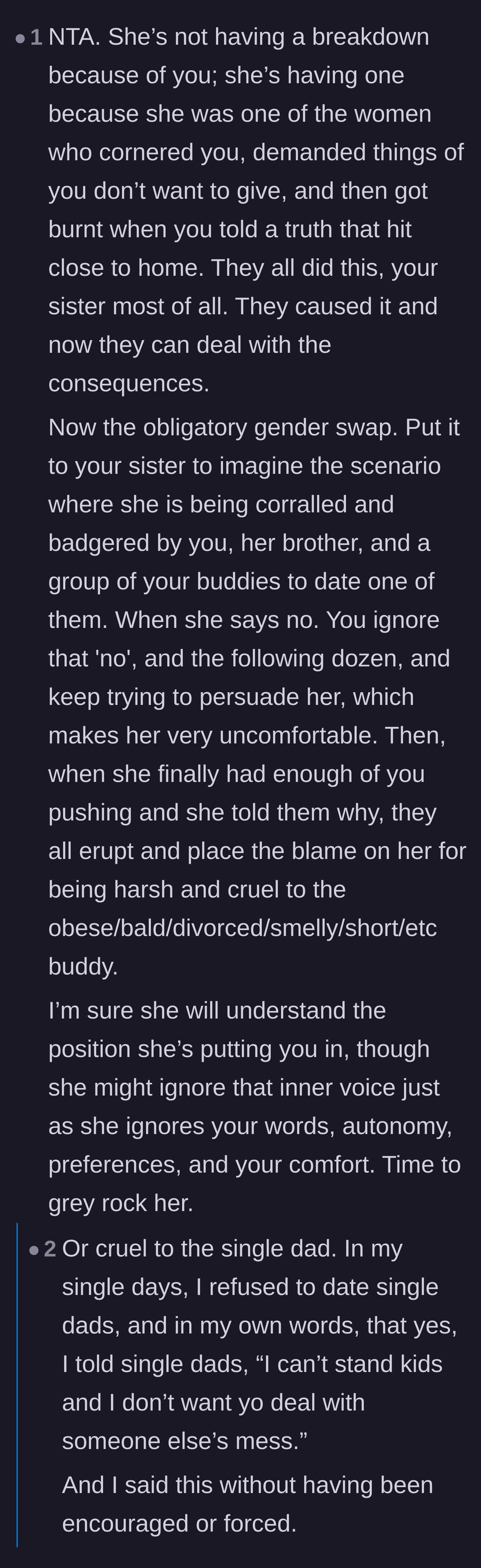 Comment thread 4 - A gender-flipped scenario highlighting how creepy and unacceptable the group's ambush truly was.